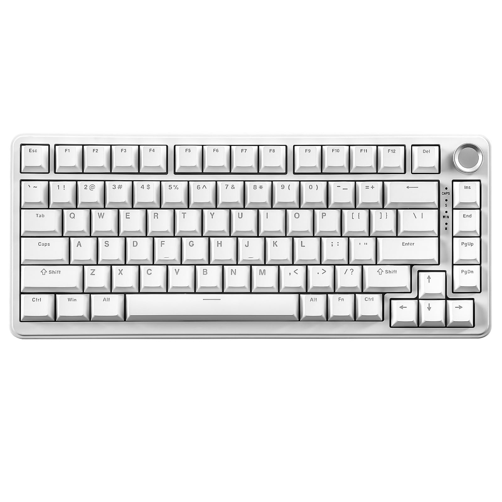 YUNZII B75 Mechanical Keyboard,75% Hot Swappable Keyboard with Knob,RGB Backlit Gasket Gaming Keyboard with Double-Shot PBT Keycaps,Cherry Profile,WIN/MAC (White, Milk V2 Linear Switch) Milk V2 Linear Switch White
