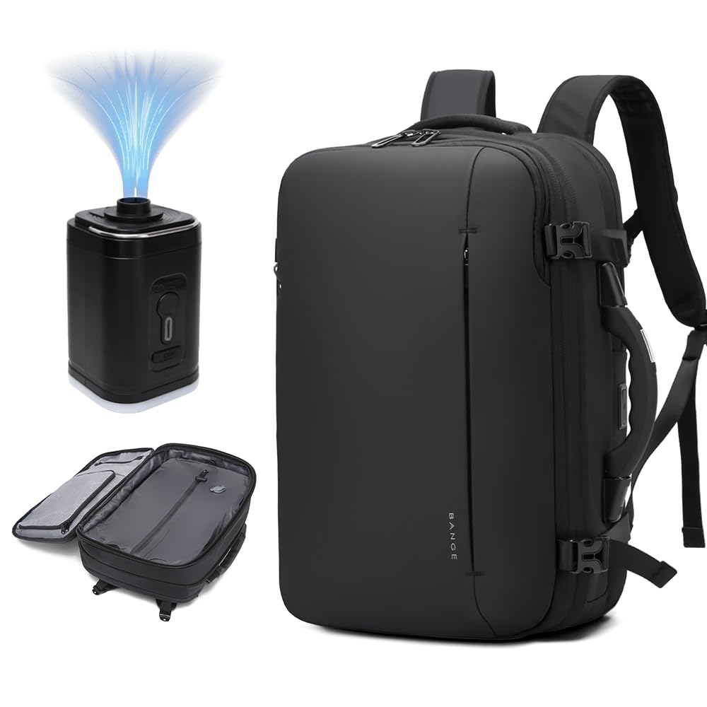 کوله‌پشتی BANGE Airback با ترازوی الکترونیکی و کوله‌پشتی فشرده‌سازی از راه دور، کوله‌پشتی سفر قابل توسعه با پمپ برای هواپیماها بدون پمپ هوا