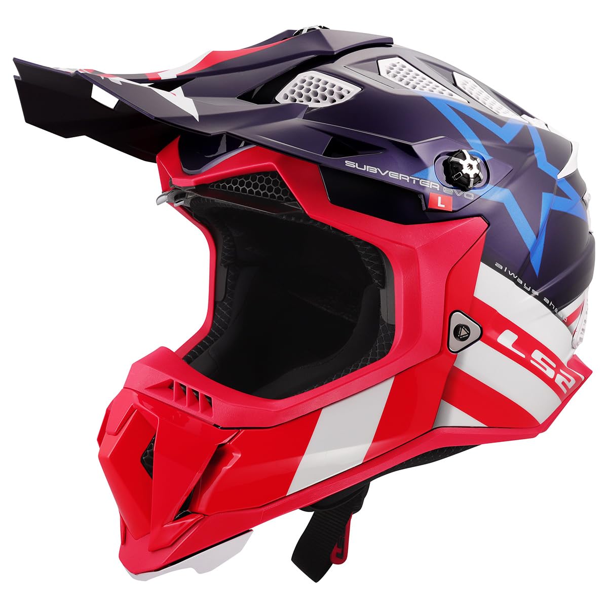 کاپ هلمت های LS2 MX-Off Road Subverter Evo (رنگ قرمز/سفید/آبی درخشان - سایز متوسط) با طرح Constellation Gloss Red/White/Blue