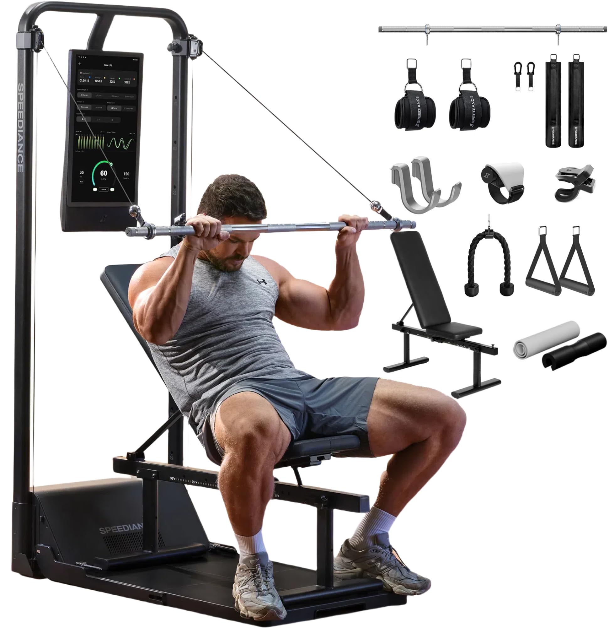 تسهیلات ورزشی خانگی هوشمند Gym Monster 2، دستگاه تمرینات منزلی مبتنی بر هوش مصنوعی بهبود یافته، دستگاه تمرین اسمیت چند منظوره، تجهیزات تمرین قدرتی بدن کامل، ایستگاه تمرینی چندکاره که همه کاره کاربرد دارد