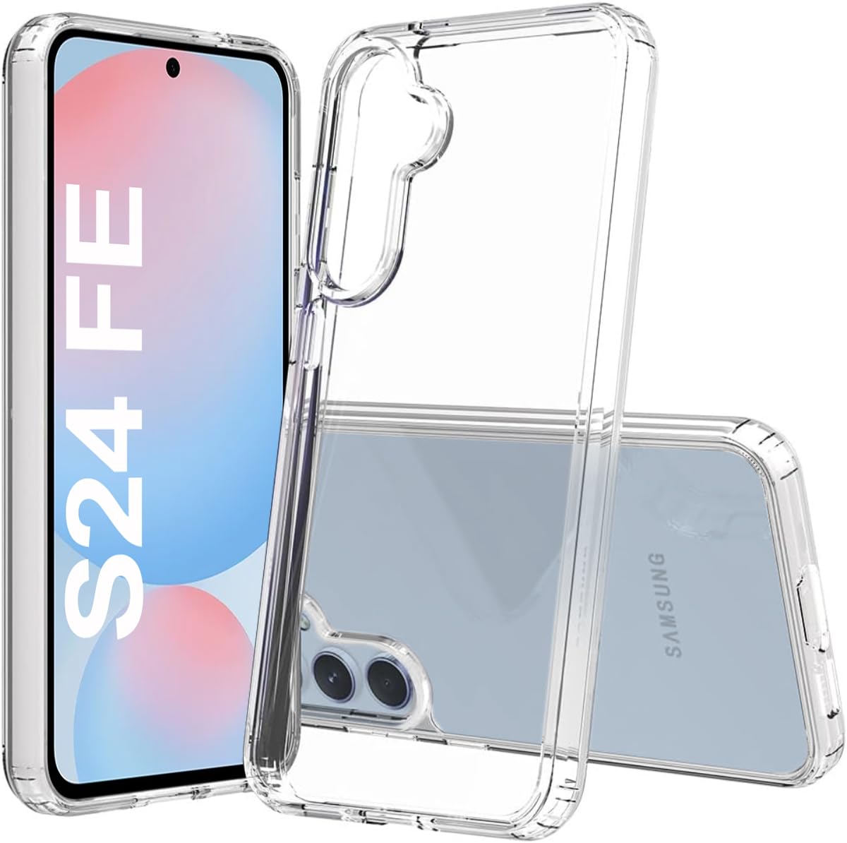 پوشش شفاف هیبرید محکم T Tersely سازگار با Samsung Galaxy S24 FE - فناوری TPU + پلی کربنات، ضد زرد شدن، پوشش محافظ، کاور ضد ضربه برای Samsung Galaxy S24 FE 5G