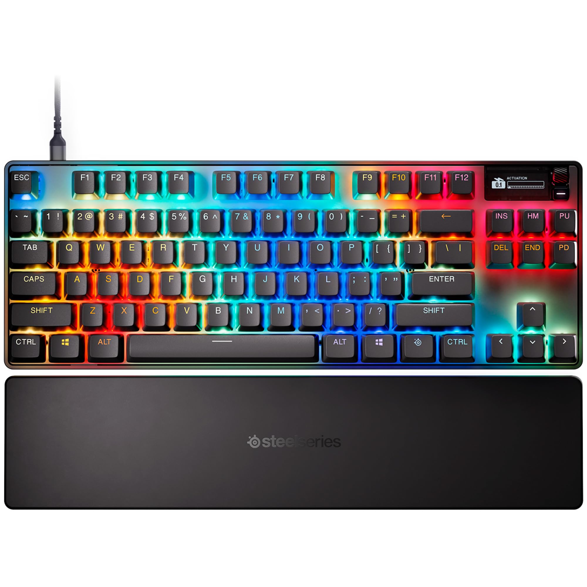 SteelSeries Apex Pro TKL Gen 3 - سوئیچ‌های هیپرمغناطیسی OmniPoint 3.0 - فعال سازی قابل تنظیم - ماشه تریگر سریع - پیش‌تنظیم‌های آماده بازی - حالت محافظت - تریگر سریع / SOCD - صفحه نمایش OLED - طرح آلمانی (QWERTZ) سیمی QWERTZ Nero