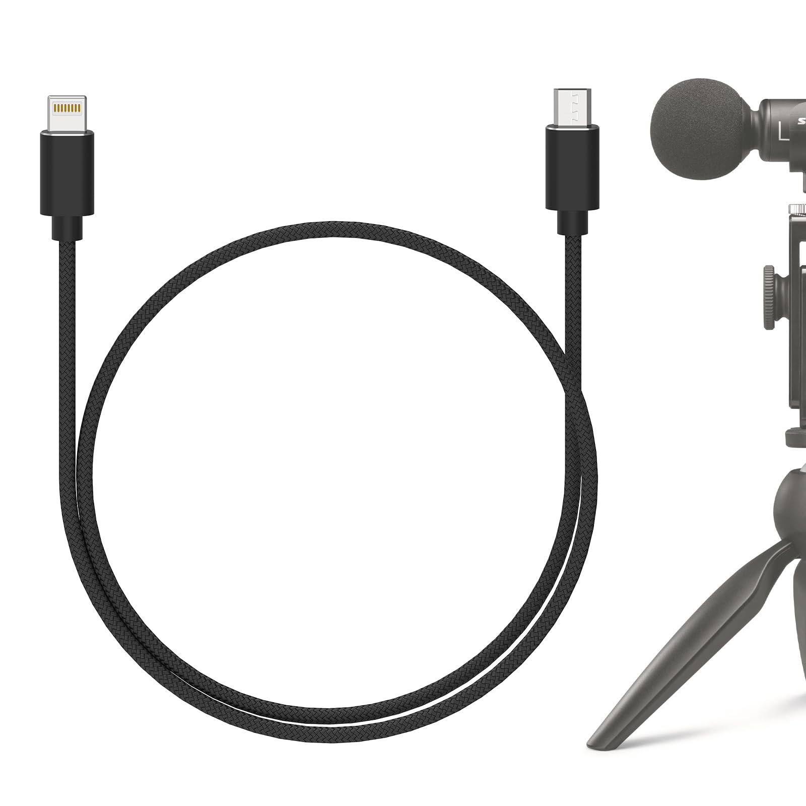 کابل میکروفون Geekria برای خلق‌آفرینان مایکرو USB به لایتنینگ 3.3 فوت / 100 سانتی‌متر، سازگار با Shure MV7، MV88+، MV5، MV51، MVi، کابل جایگزین میکروفون (مشکی)