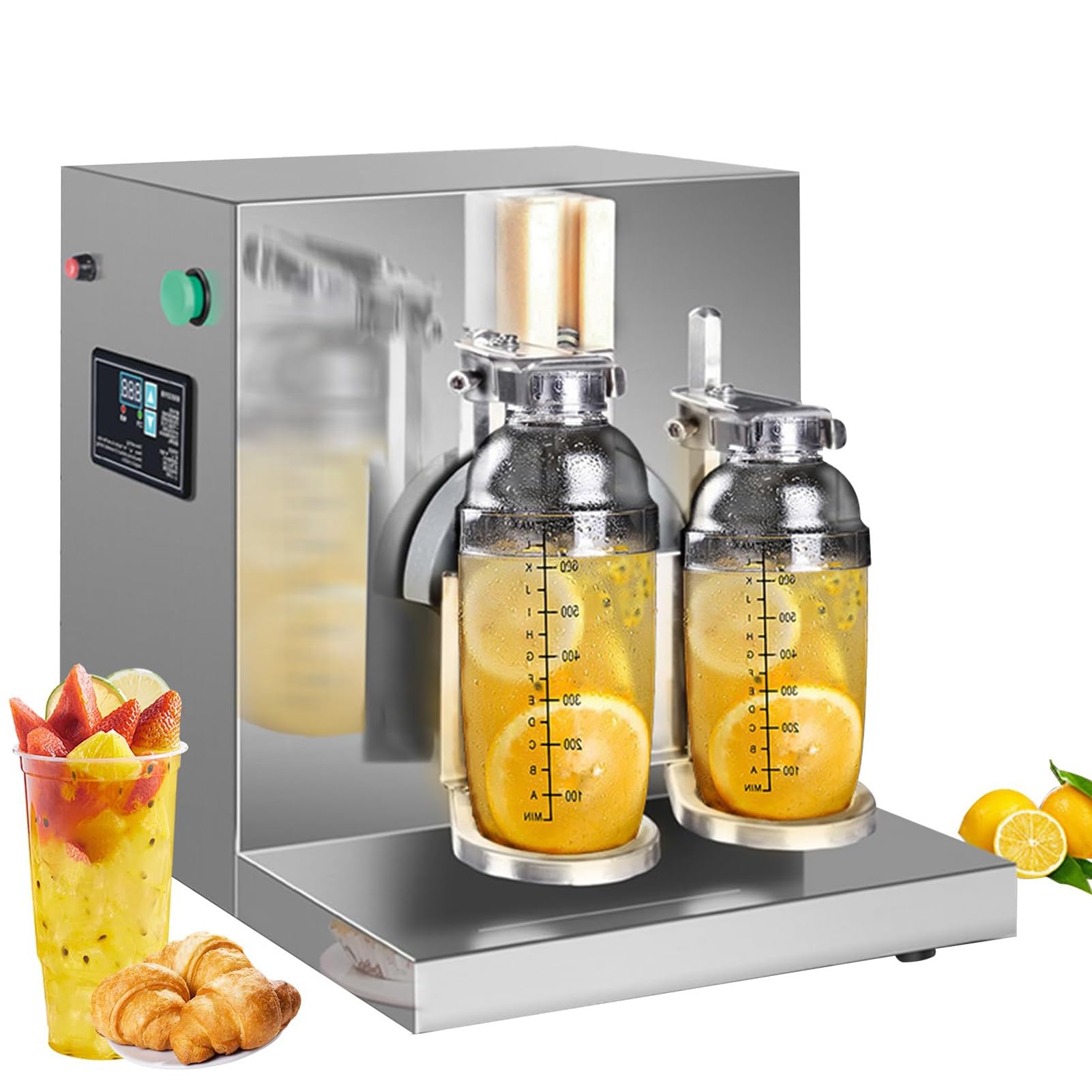 ماشین ترکیب کننده خودکار YZRDCXM برای شیکر چای شیر، دو سرشیکر 360 درجه - تکاندهنده الکتریکی، ماشین مخلوط کننده خودکار با 2 فنجان 750 میلی لیتری برف برای آب میوه، قهوه، شیر، شراب و کوکتل