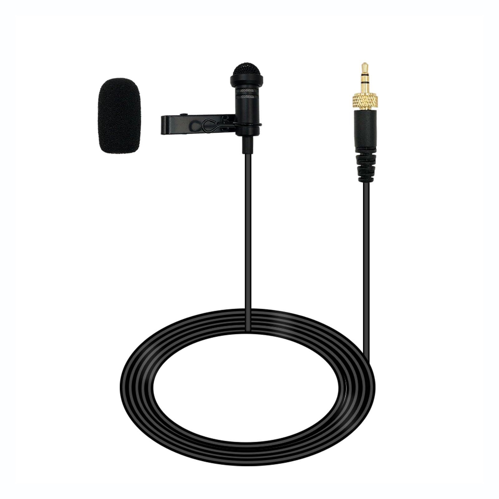 میکروفون لاوالیئه SPTSSWET برای فرستنده بی‌سیم Sennheiser، میکروفون کندانسر گرداننده همه جهته با سیم 3.5 میلیمتری TRS Lapel برای سخنرانی‌ها، پخش زنده در یوتیوب 5 فوتی سیاه (1)