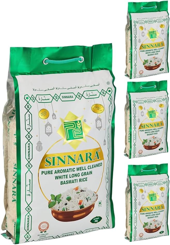 خوبی امارات متحده عربی برنج بسمتی خالص سینارا 4 × 5 کیلوگرم 20 کیلوگرم (4 بسته)