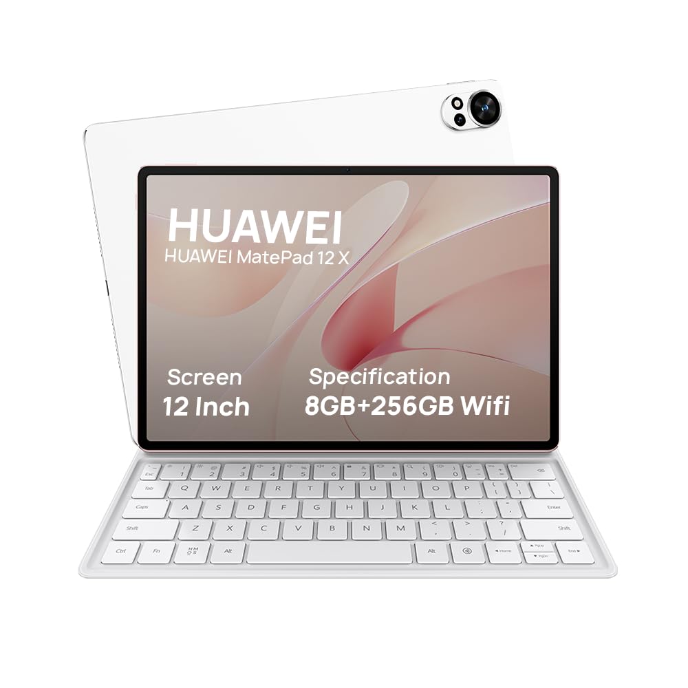 HUAWEI MatePad 12 X - تبلت 12 اینچی، صفحه نمایش FullView 2.8K، باتری بزرگ، شارژ سریع، وای فای، 8 گیگابایت + 256 گیگابایت، کیبورد قابل انتقال HUAWEI Glide، اپلیکیشن حرفه ای GoPaint، رنگ سفید MatePad 12X 8-256