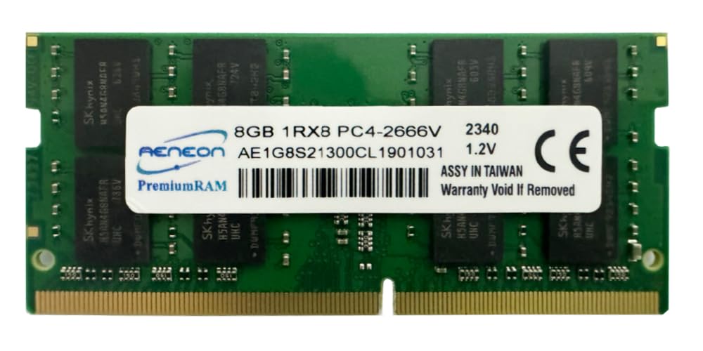 ماژول حافظه لپ تاپ 8 گیگابایت DDR4 با سرعت 2666 مگاهرتز - نوع 1Rx8 PC4-2666AA SODIMM با 260 پین و ولتاژ 1.2 ولت - شماره مدل AE1G8S21300CL1901031