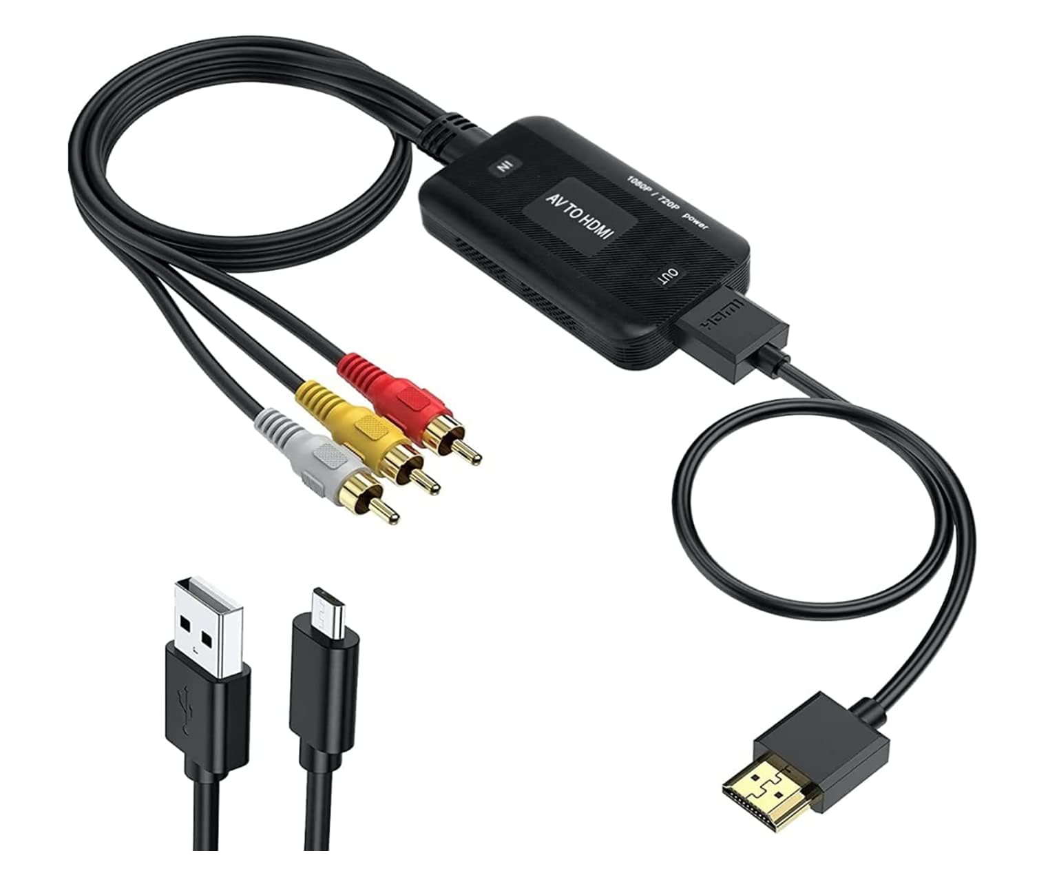 تبدیل کاستویو RCA به HDMI، آداپتور کامپوزیت مردانه AV با پشتیبانی از ۱۰۸۰P PAL/NTSC سازگار با PS one، PS2، PS3، STB، Xbox، VHS، VCR، پخش کننده‌های Blue-Ray DVD، تراشه، سازگاری وسیع
