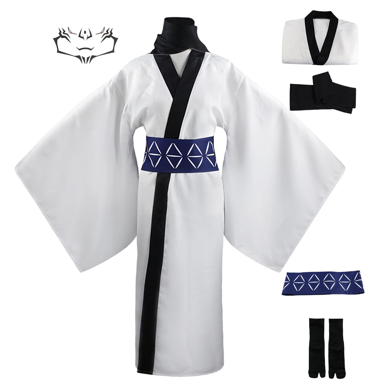 ساکونا کوسپلی انیمه جوجوتسو کایسن Men Ryomen Sukuna Kimono Japanese White Yukata با استیکر تاتو XXL سفید کیمونو