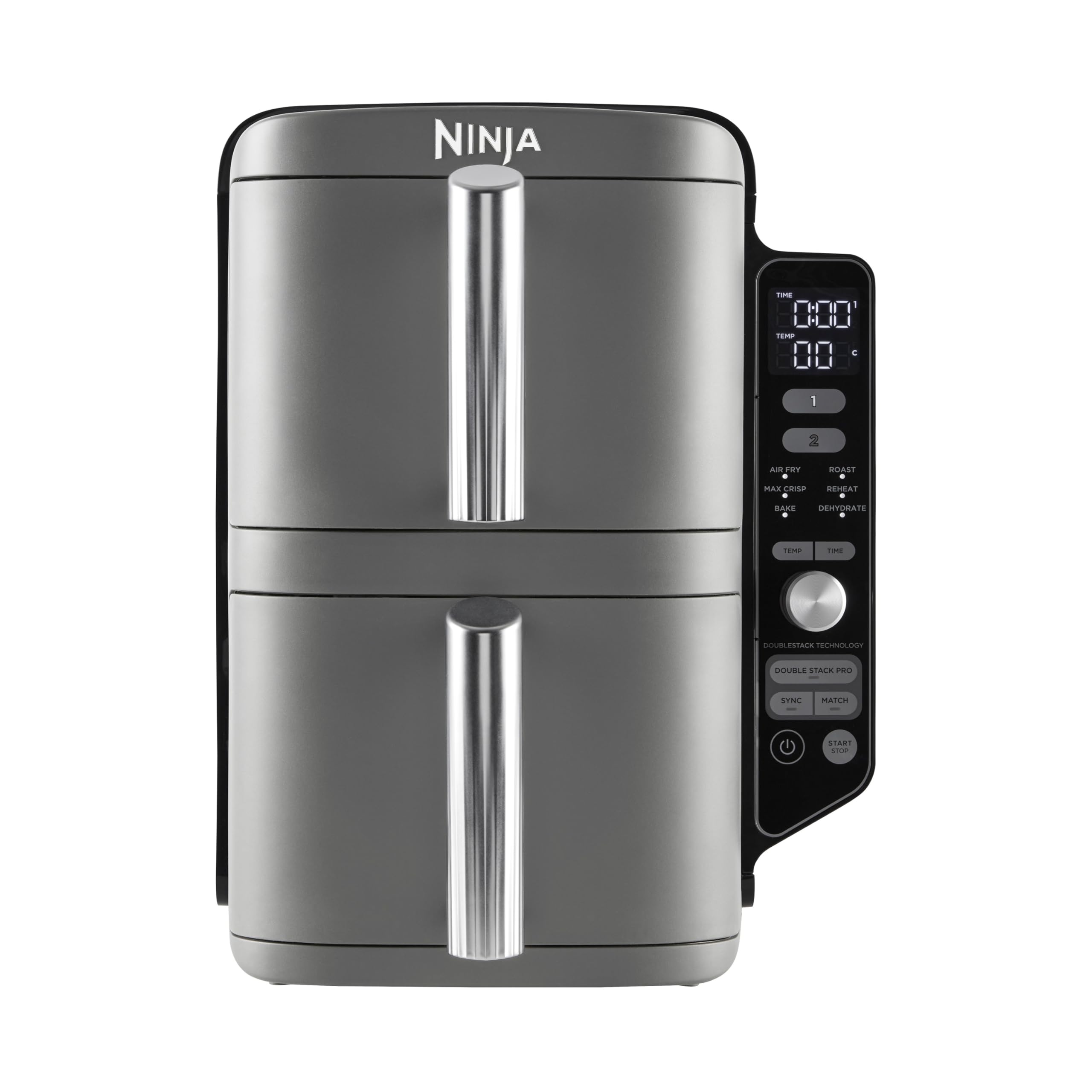 تنها مقادیر مربوط به ترجمه:

- "Ninja Double Stack XL Air Fryer": فری دو منظقه دو نینجا برای پخت برشته‌ها
- "Vertical Dual Drawer Air Fryer with 4 cooking levels, 2 Drawers and 2 Racks, Space Saving Design": دستگاه فری هوای تراکمی دوگانه با چهار سطح پخت، دو دراور و دو قفسه، طراحی جاصرفی
- "9.5L Capacity": ظرفیت 9.5 لیتری
- "6 Cooking Functions": شش عملکرد پخت
- "8 Portions": قابلیت پخت برای 8 نفر
- "GreySL400ME 9.5L Grey": خاکستری اس‌ال ۴۰۰ ام‌ای 9.5 لیتری رنگ خاکستری