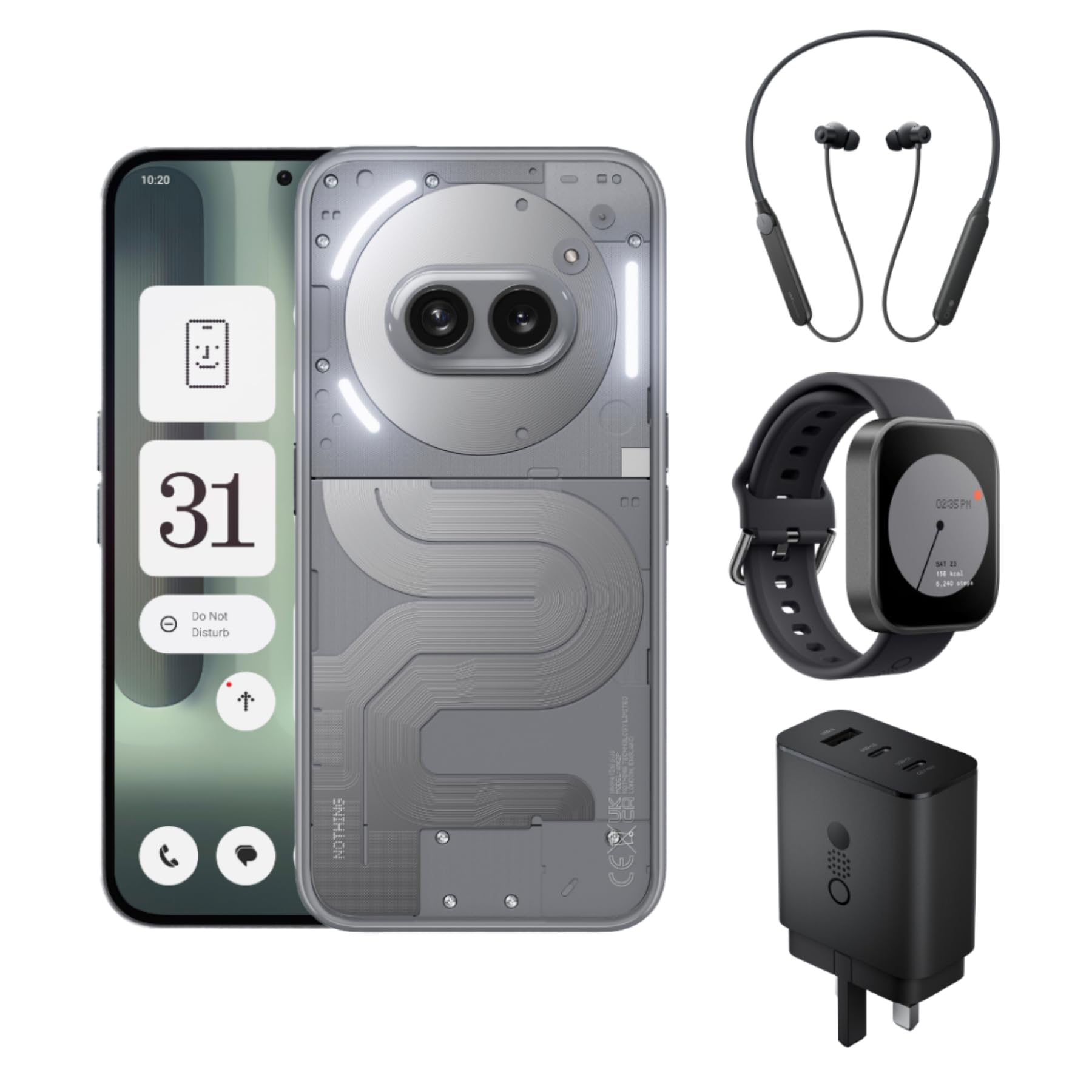 چیزی Phone (2a) Plus 12 + 256 GB خاکستری + پیشنهاد بسته CMF Neckband، CMF Watch Pro و CMF 65W Gan