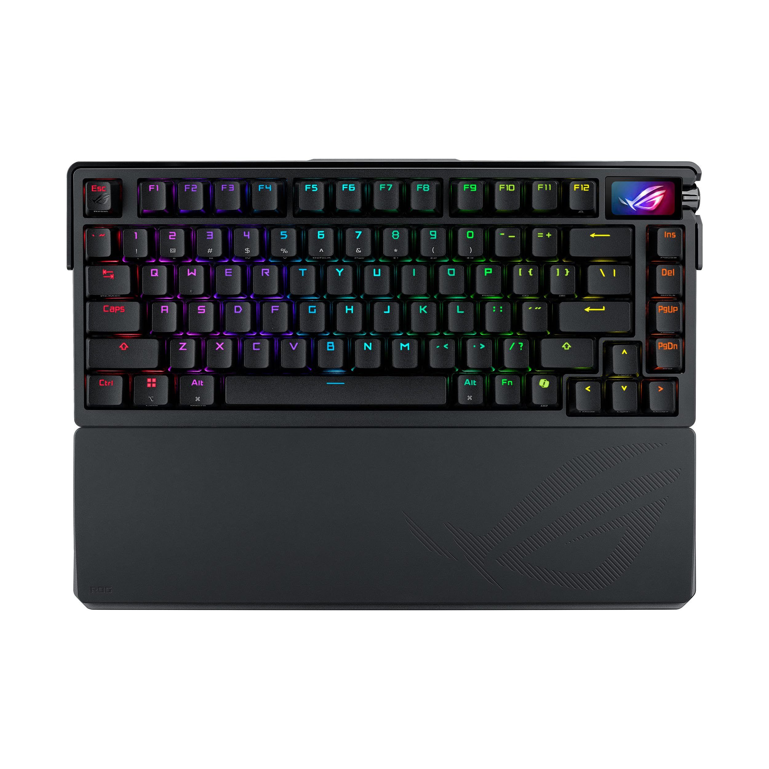 ASUS ROG Azoth Extreme 75% Custom Gaming Keyboard, ROG NX Snow Mechanical Switches, Carbon Fiber Plate, Color OLED Touchscreen, Bluetooth/2.4GHz/Wired, Arabic Layout, Black