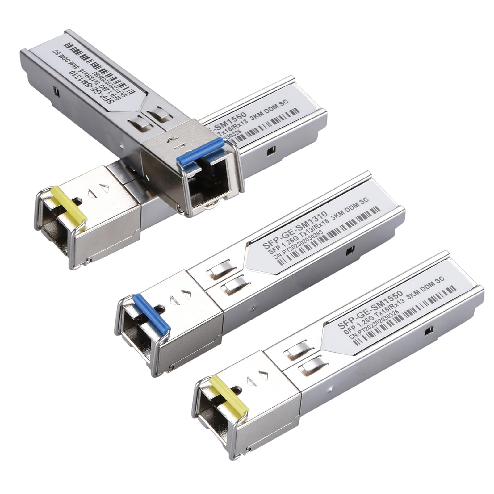 بسته 4 عددی ماژول کانکتور SC SFP TAPDRA، فیبر تک‌حالته SC سیمپلکس 1.25G کانکتور 1000BASE BiDi 1310nm/1550nm ماژول ترنسیور SFP با فاصله‌ی 3 کیلومتر