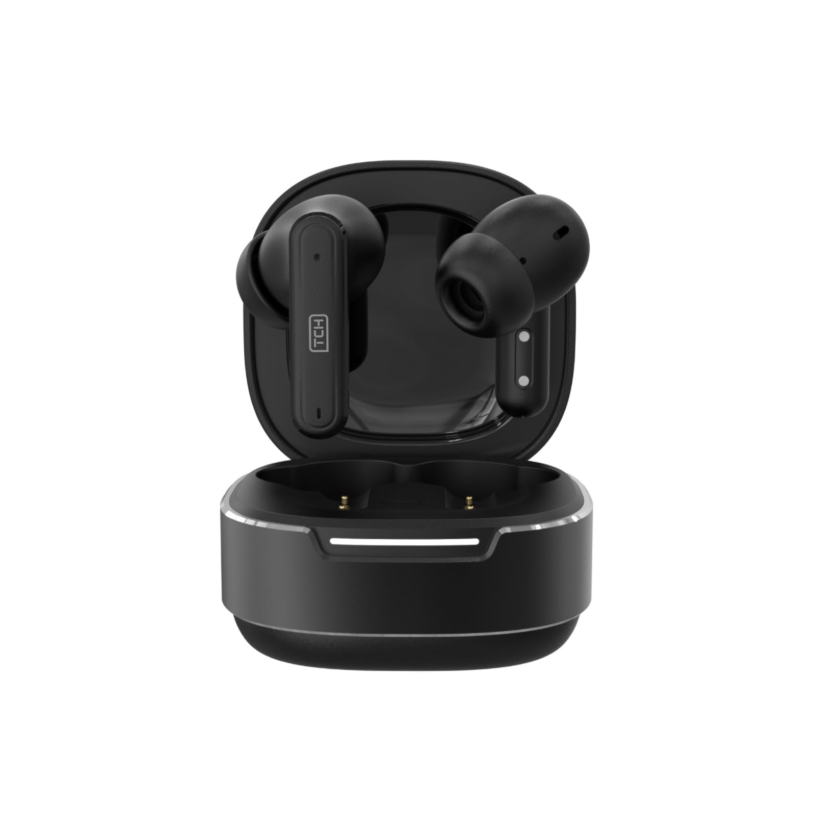 گوشی‌های بی‌سیم TCH D6 با صدای Sound Hunt، با قابلیت حذف هوازی Hybrid، بلوتوث 5.4 بی‌سیم، گوشی‌های حذف نویز ANC با 6 میکروفن ENC و زمان پخش 45 ساعته، تماس‌های واضح هوش مصنوعی با راننده 13 میلیمتری، اتصال دوگانه، هدفون‌ها آیفون اندروید سیاه