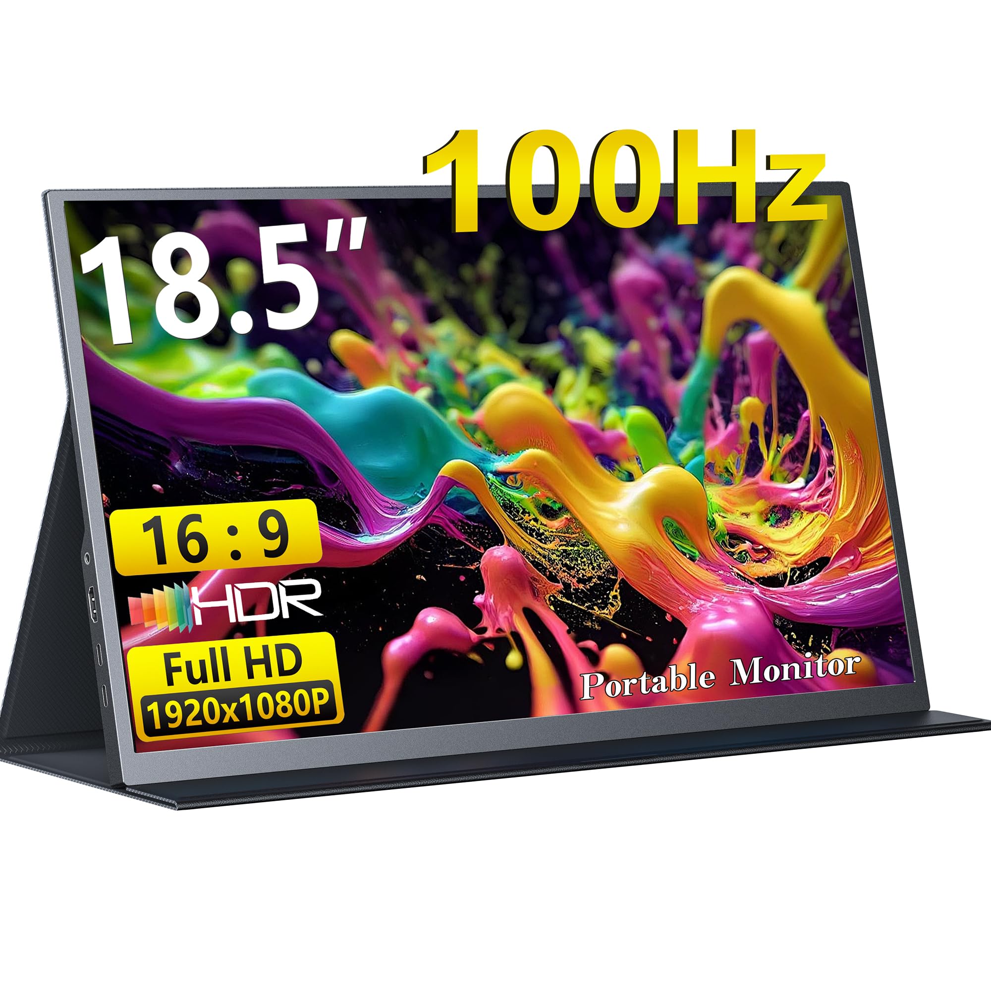 مانیتور قابل حمل MAGICRAVEN، مانیتور لپ تاپ بزرگ 18.5 اینچ 1080P 100Hz، صفحه نمایش کامپیوتر دوگانه USB C HDMI، نمایش بازی با بلندگوها، مانیتور سفری برای PS4/5 Xbox Switch MAC PC Phone