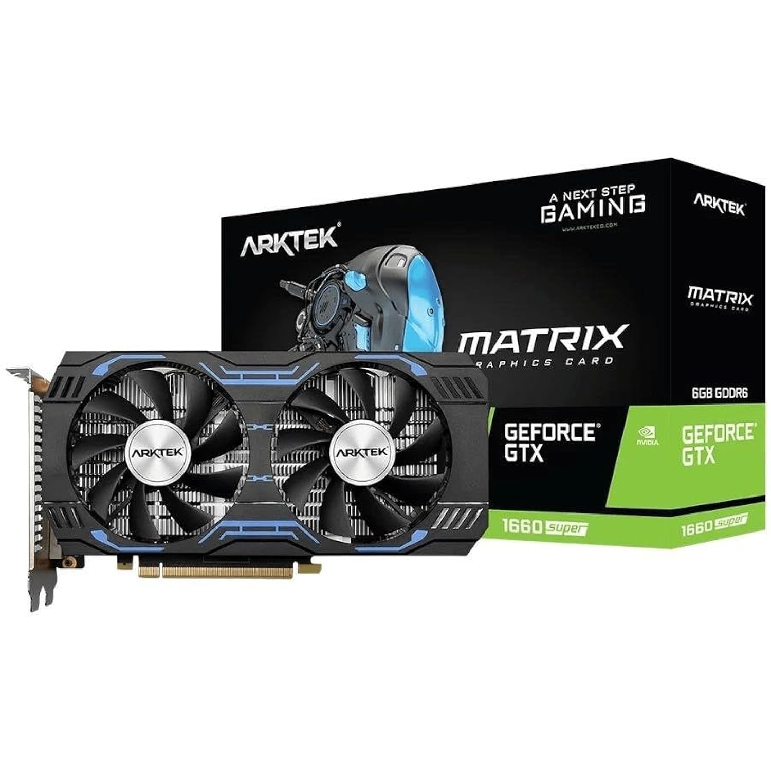 کارت گرافیک Arktek NVIDIA GeForce GTX 1660 DDR6، ۶ گیگابایت، رابط ۱۹۲ بیتی، با خنک‌کنندهٔ دو فن