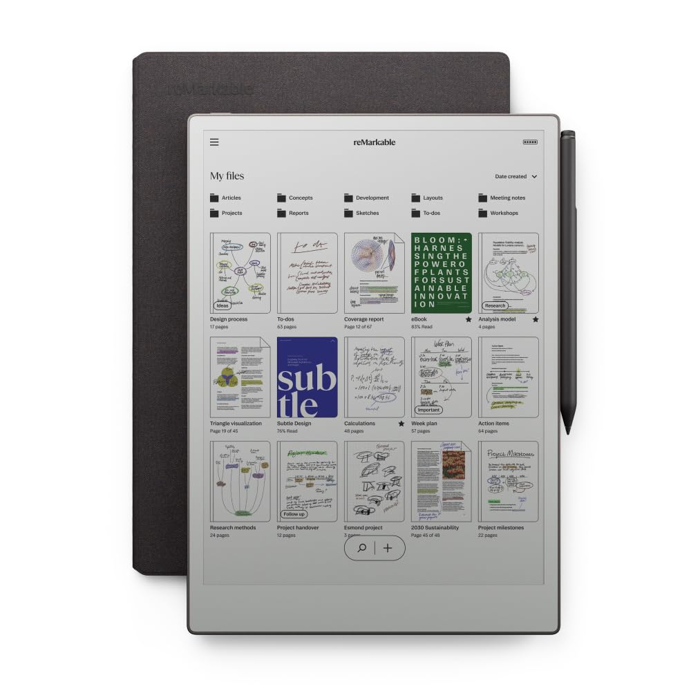 بسته Pro Paper reMarkable - طرح گلی | شامل تبلت کاغذی reMarkable 11.8 اینچ، خودکار قلم با پاک کن، و جلد کتاب در طرح گلی Mosaic - بسالت