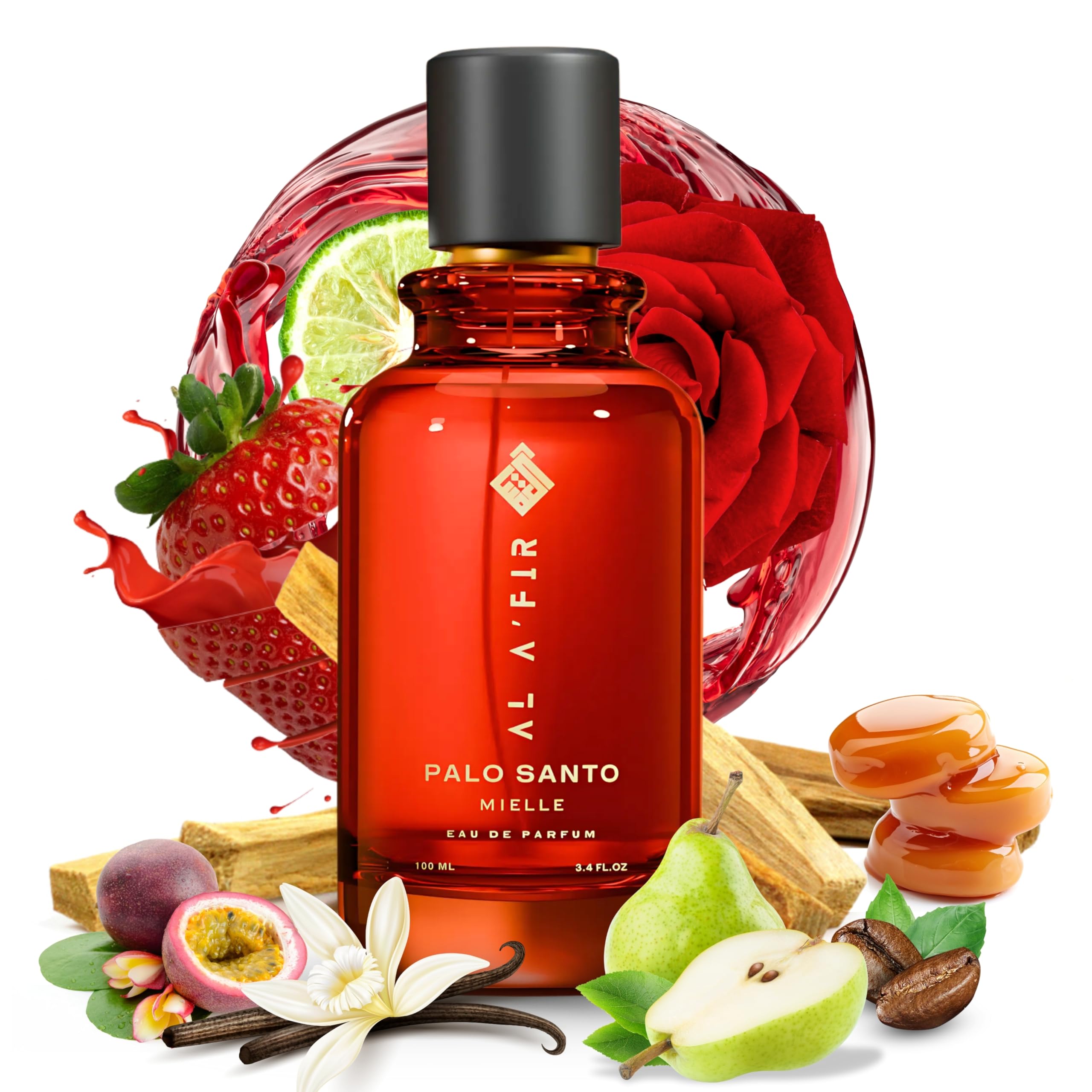 AL A'FIR Palo Santo Mielle Eau de Parfum – یک مزه شیرین، میوه‌ای و گلی برای مردان و زنان | بوی لوکس و پردامن با کیفیت - 100 میلی لیتر