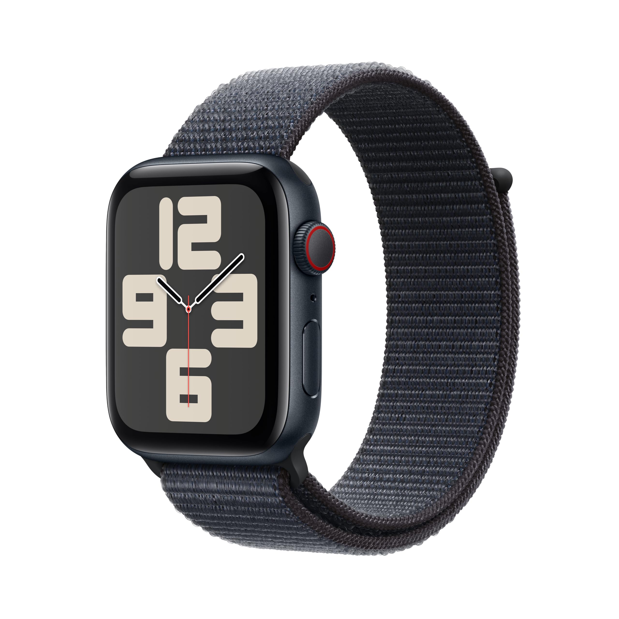 Apple Watch SE (ژن 2) GPS + Cellular، ساعت هوشمند 44 میلی‌متری با قاب آلومینیومی میدنایت و بند اسپرت اینک. یک اندازه. ردیابی فیتنس و خواب، تشخیص تصادف، نظارت بر ضربان قلب، قاب میدنایت 44 میلی‌متر با بند اسپرت یک اندازه - مناسب برای مچ 145-220 میلی‌متری