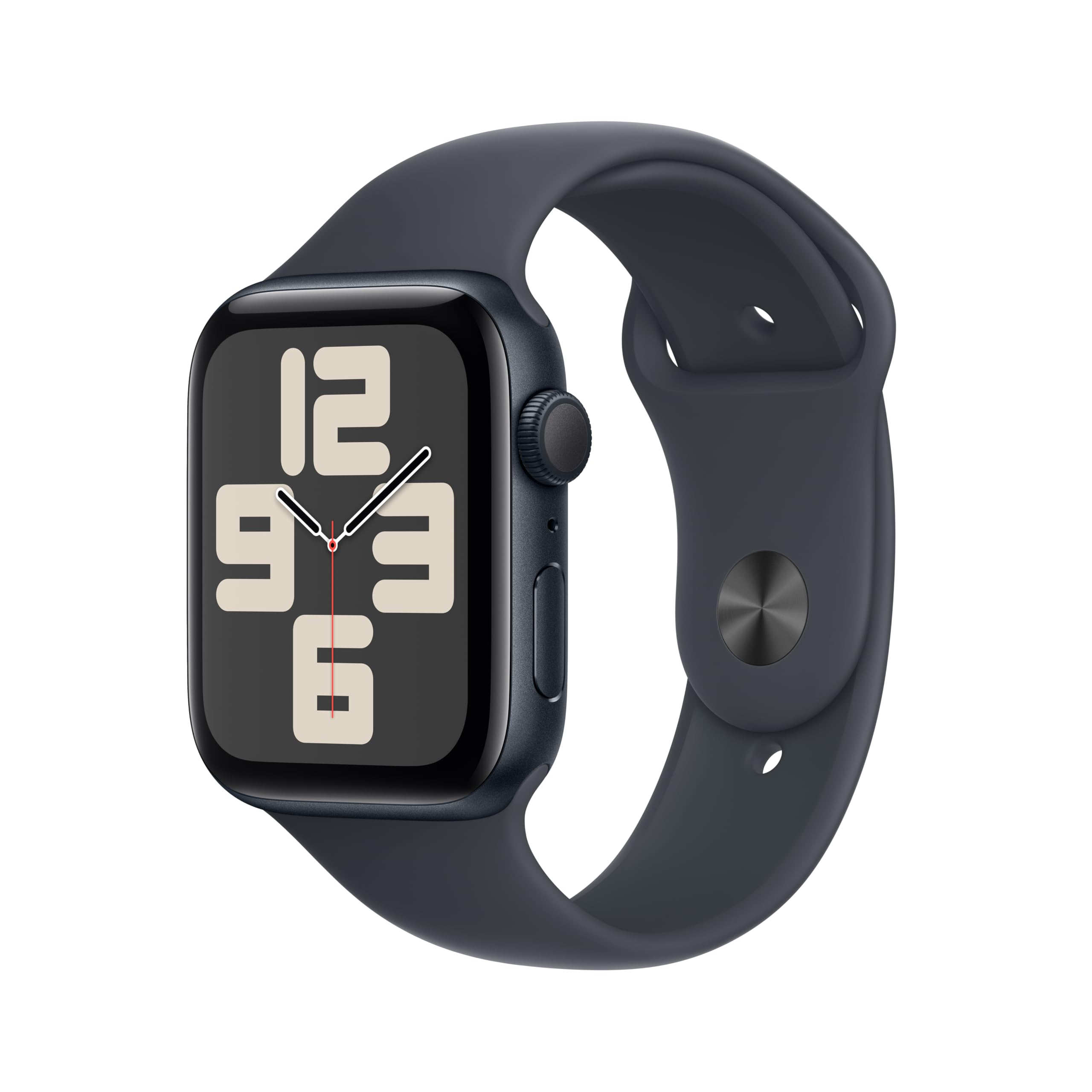 ساعت هوشمند Apple Watch SE (نسل دوم) GPS 44 میلی‌متر با قاب آلومینیومی نیمه‌شبی و بند اسپرت نیمه‌شبی اندازه M/L. دارای ردیابی فعالیت و خواب، تشخیص تصادف، سنسور ضربان قلب، نمایشگر Retina. قاب 44 میلی‌متری نیمه‌شبی با بند اسپرت اندازه M/L - مناسب برای مچ‌های 160-210 میلی‌متری