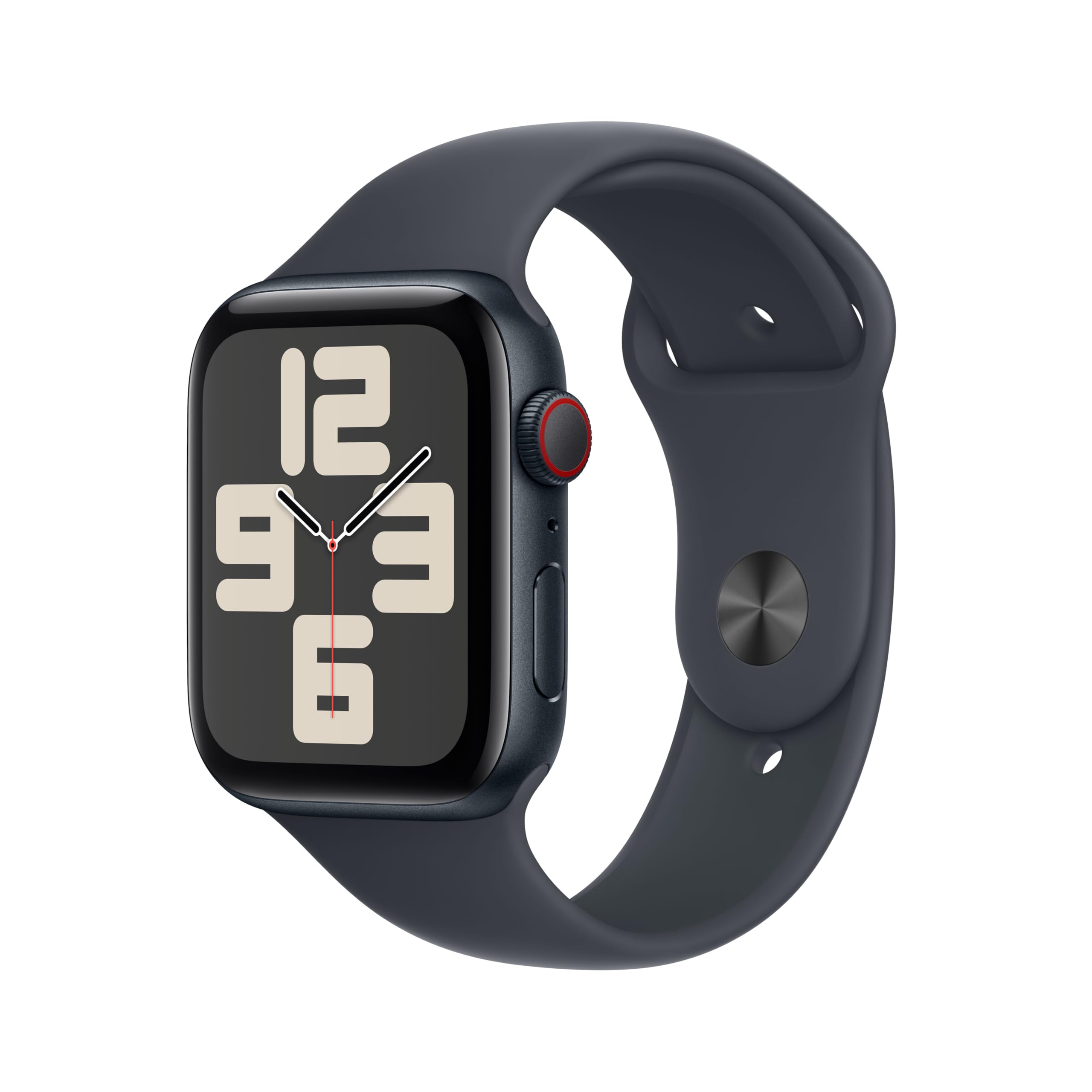 ساعت هوشمند Apple Watch SE (نسل دوم) GPS + سلولار 44 میلی‌متری با قاب آلومینیومی نیمه‌شبی و بند ورزشی نیمه‌شبی - S/M. ردیابی فیتنس و خواب، شناسایی تصادف، نظارت بر ضربان قلب، نمایشگر Retina قاب نیمه‌شبی 44 میلی‌متری بند ورزشی S/M - مناسب برای مچ‌های 140-190 میلی‌متر