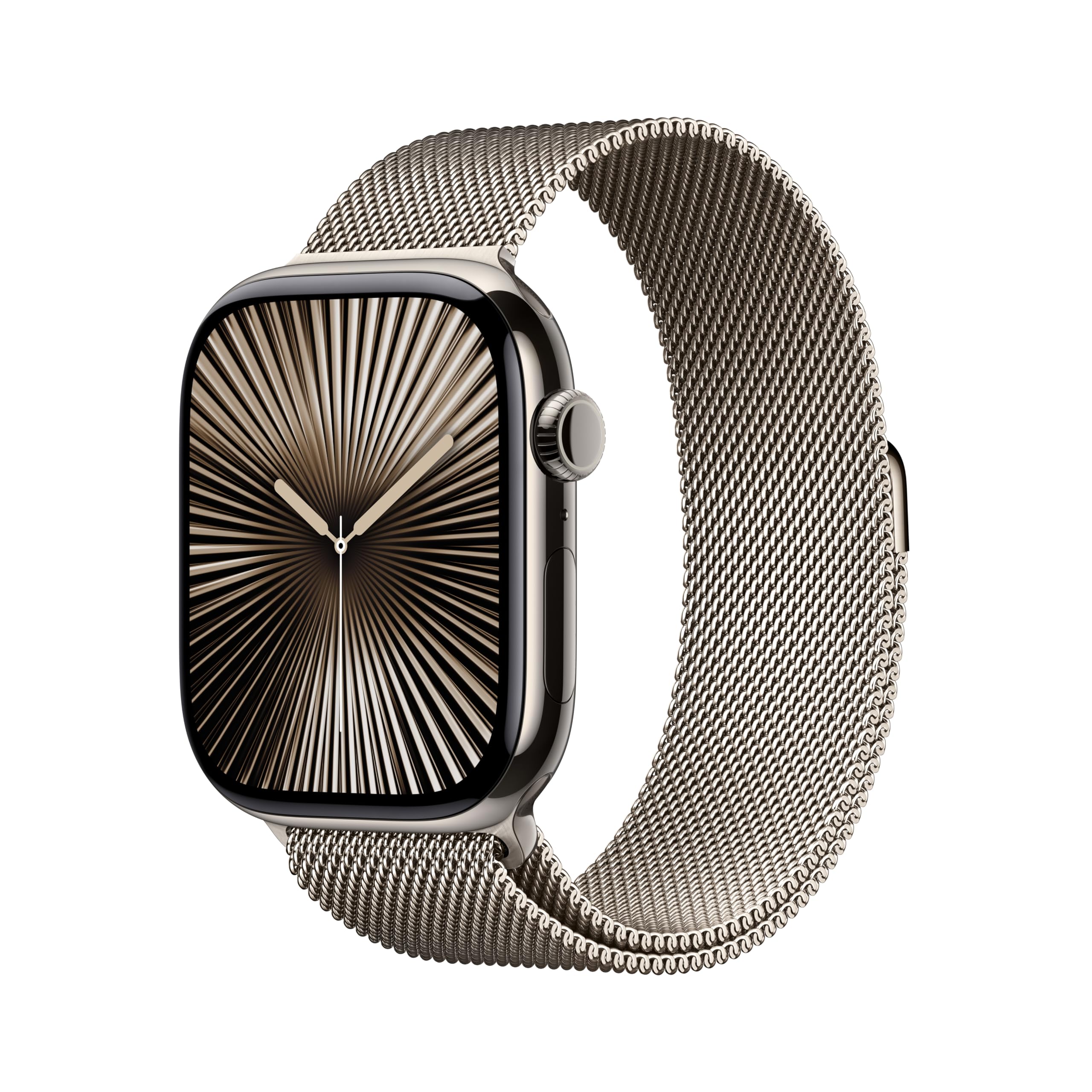 Apple Watch Series 10 GPS + Cellular 46 میلی‌متر هوشمندساز با قاب تیتانیوم طبیعی و بند میلانز طبیعی - M/L. ردیابی فیتنس، اپلیکیشن ECG، نمایشگر Retina همیشه روشن، مورد طبیعی کربن منفی ۴۶ میلی‌متر بند میلانز متوسط/بزرگ - بند مناسب برای مچ‌های ۱۵۰-۲۰۰ میلی‌متری