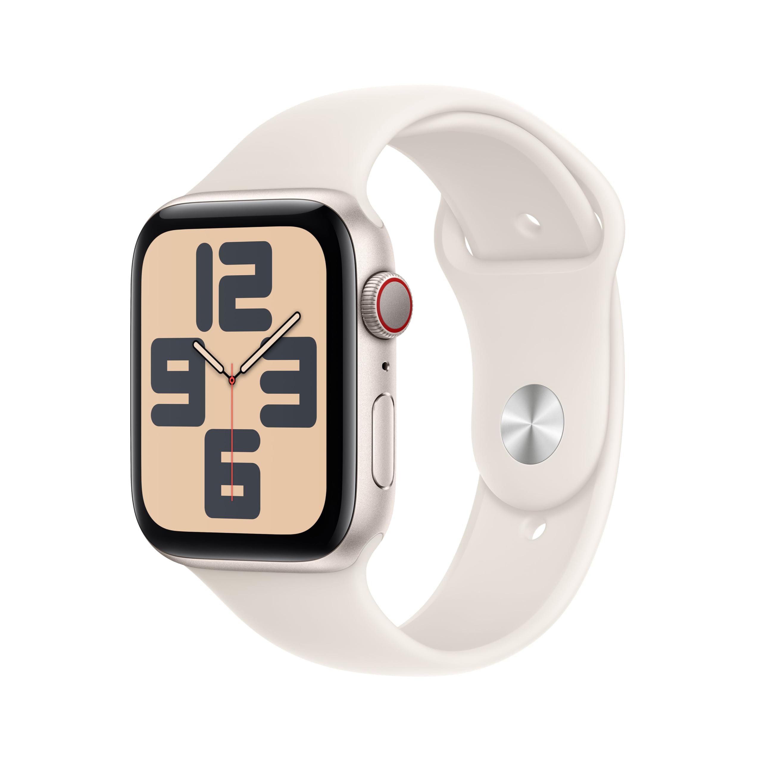 ساعت هوشمند Apple Watch SE (نسل دوم) GPS + Cellular 44 میلی‌متری با مورد آلومینیومی ستاره‌ای و بند ورزشی ستاره‌ای - اندازه M/L. ردیابی تناسب اندام و خواب، تشخیص حوادث، نظارت بر ضربان قلب، صفحه نمایش Retina. مورد ستاره‌ای 44 میلی‌متری بند ورزشی اندازه M/L - مناسب مچ‌های 160-210 میلی‌متری