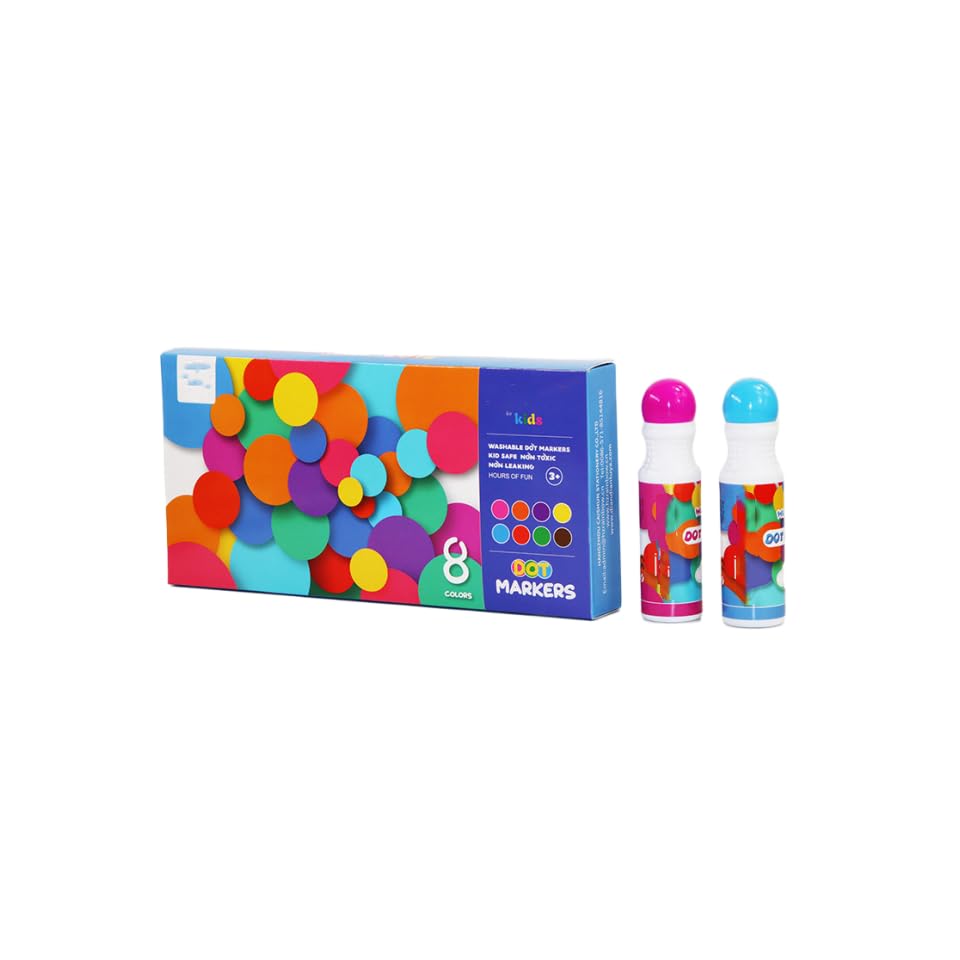 مجموعه نقاشی نقاط نقاشی‌ای Art Dot Markers، نقاط آبی قابل شستشو با با دوبر های بازگشت پذیر بینگو - نقاش جعبه کثیف، نشانه گذاری آسان برای هنری کودکان، هنرها، مهدکودک و ضروریات کلاس اساسی را تقدیم می کند.