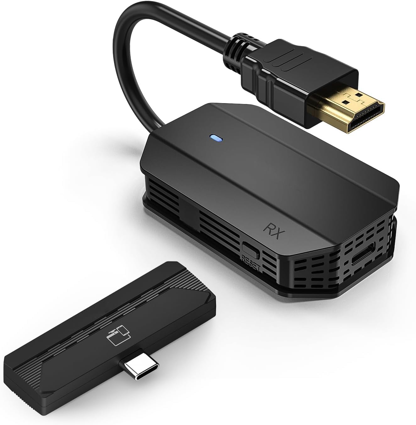 فرستنده و دریافت‌کننده بی‌سیم HDMI NALACAL با کیفیت 4K، پورت Type-C 3.1 با DP-Alt برای پخش ویدیوی 1080P بی‌سیم، تقویت‌کننده HDMI بی‌سیم قابل استفاده با گوشی‌های هوشمند، تبلت‌ها، لپ‌تاپ‌ها (بدون نیاز به برنامه/بلوتوث)