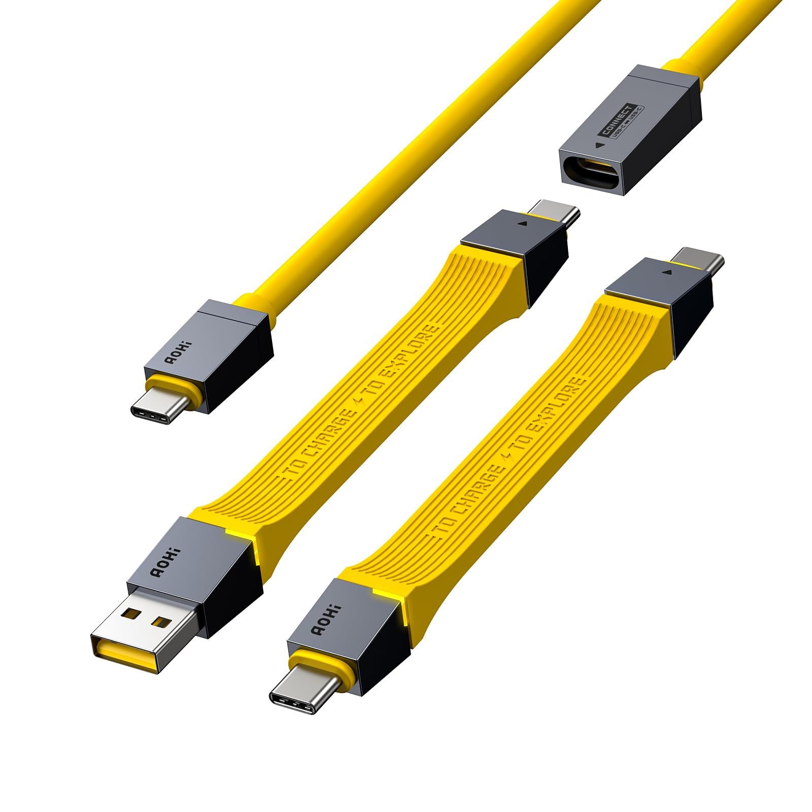 کابل USB4 KASTWAVE، مجموعه 4 در 1 کابل USB4 240 وات برای کابل Thunderbolt 4، پشتیبانی از کابل شارژ سریع PD3.1 نوع-سی، انتقال داده 40 گیگابیت بر ثانیه، نمایشگر با کیفیت 8K برای آیفون 15/مک‌بوک پرو/لپ‌تاپ/هاب/داکینگ