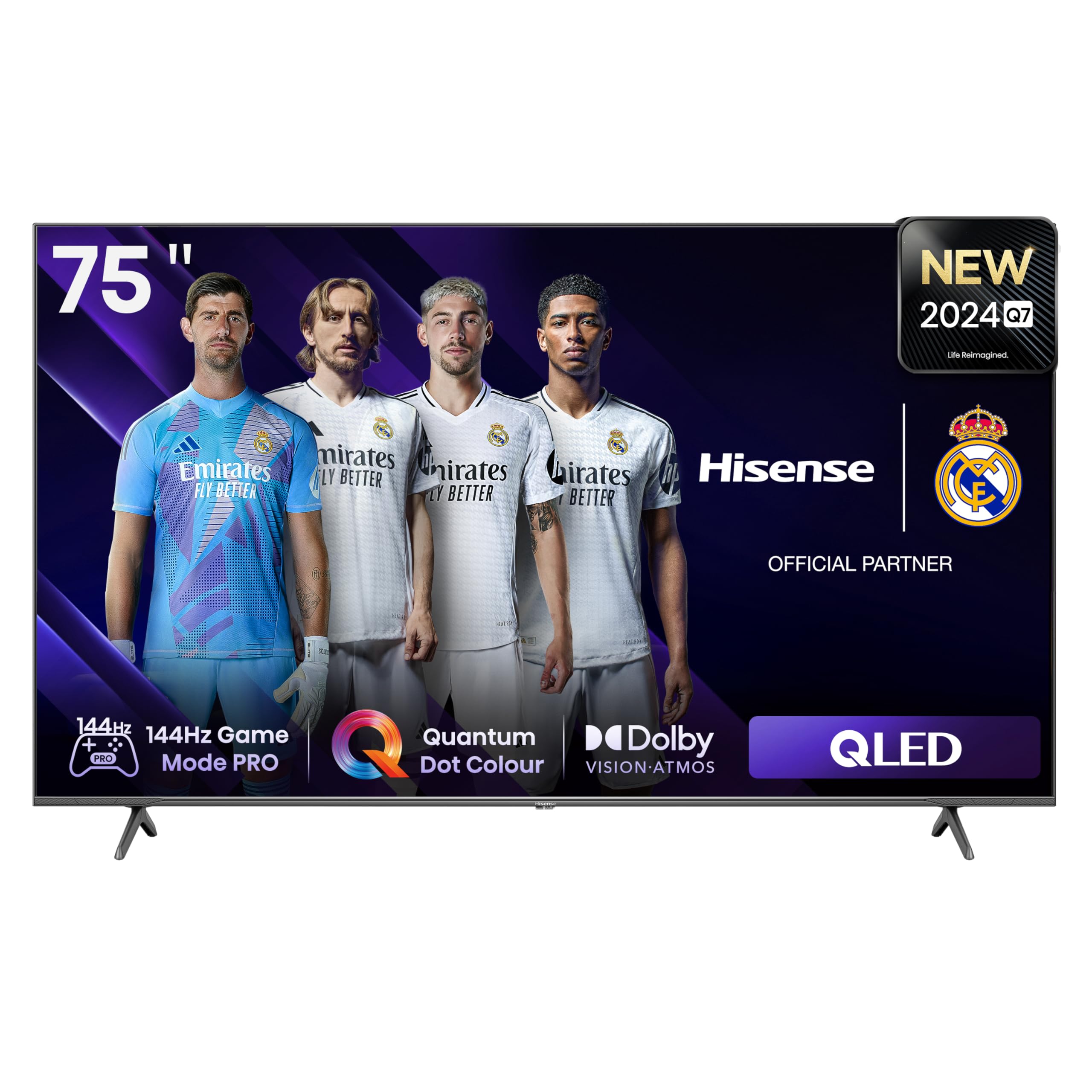 هیسنس سری Q7  دارای نمایشگر کوانتوم دات 4K UHD VIDAA هوشمند (مدل 2024) - QLED، 144Hz طبیعی، Full Array Local Dimming، حالت بازی Pro، سازگاری با الکسا  تلویزیون هوشمند 75 اینچی منحصر به فرد 4K QLED سری Q7