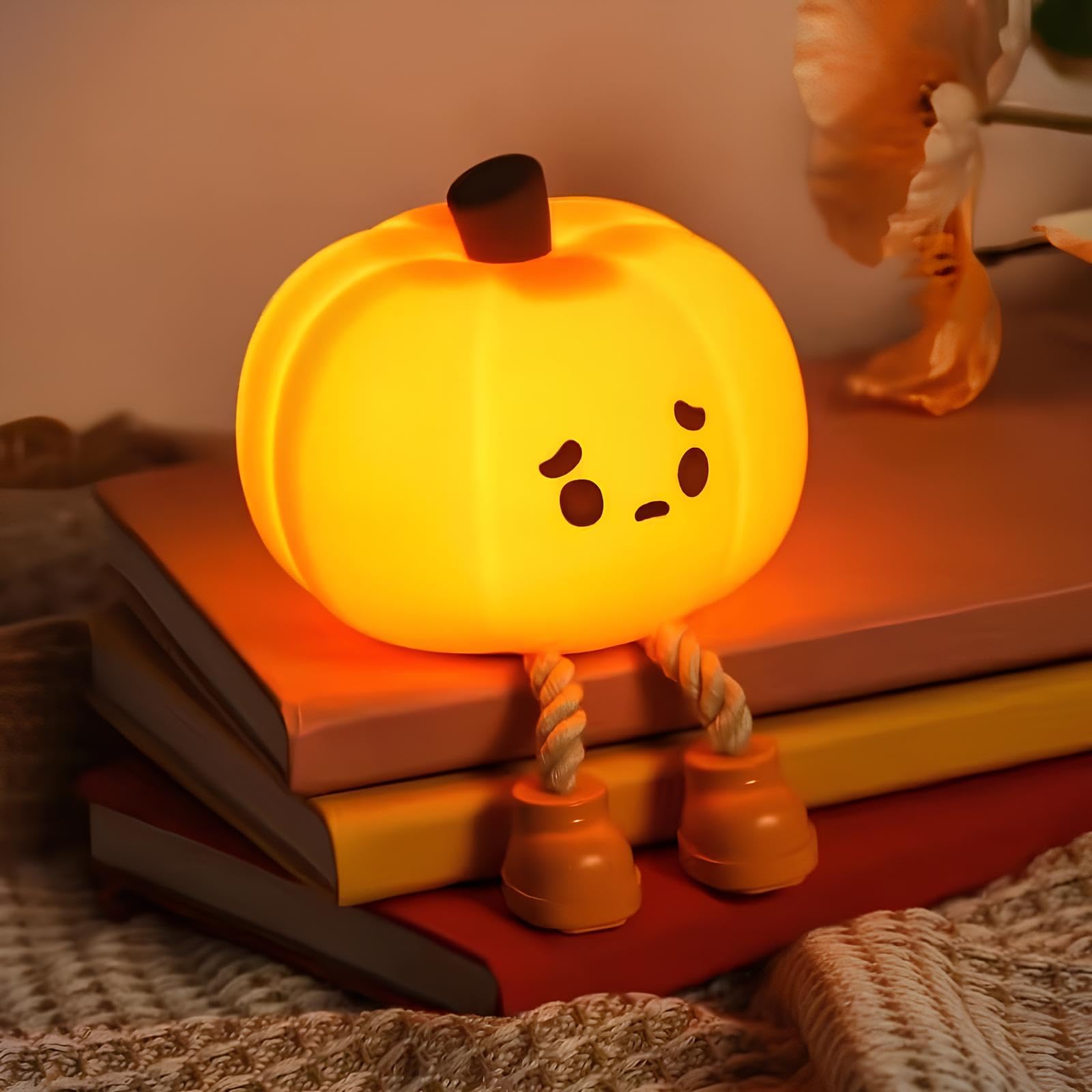 لامپ شب Cute Pumpkin Night Light Silicone LED قابل شارژ لامپ لمسی کنار تخت خواب، کدوی شبنم اتاق کودک، اسباب بازی تزیینی هالووین، شیردهی برای نوزاد