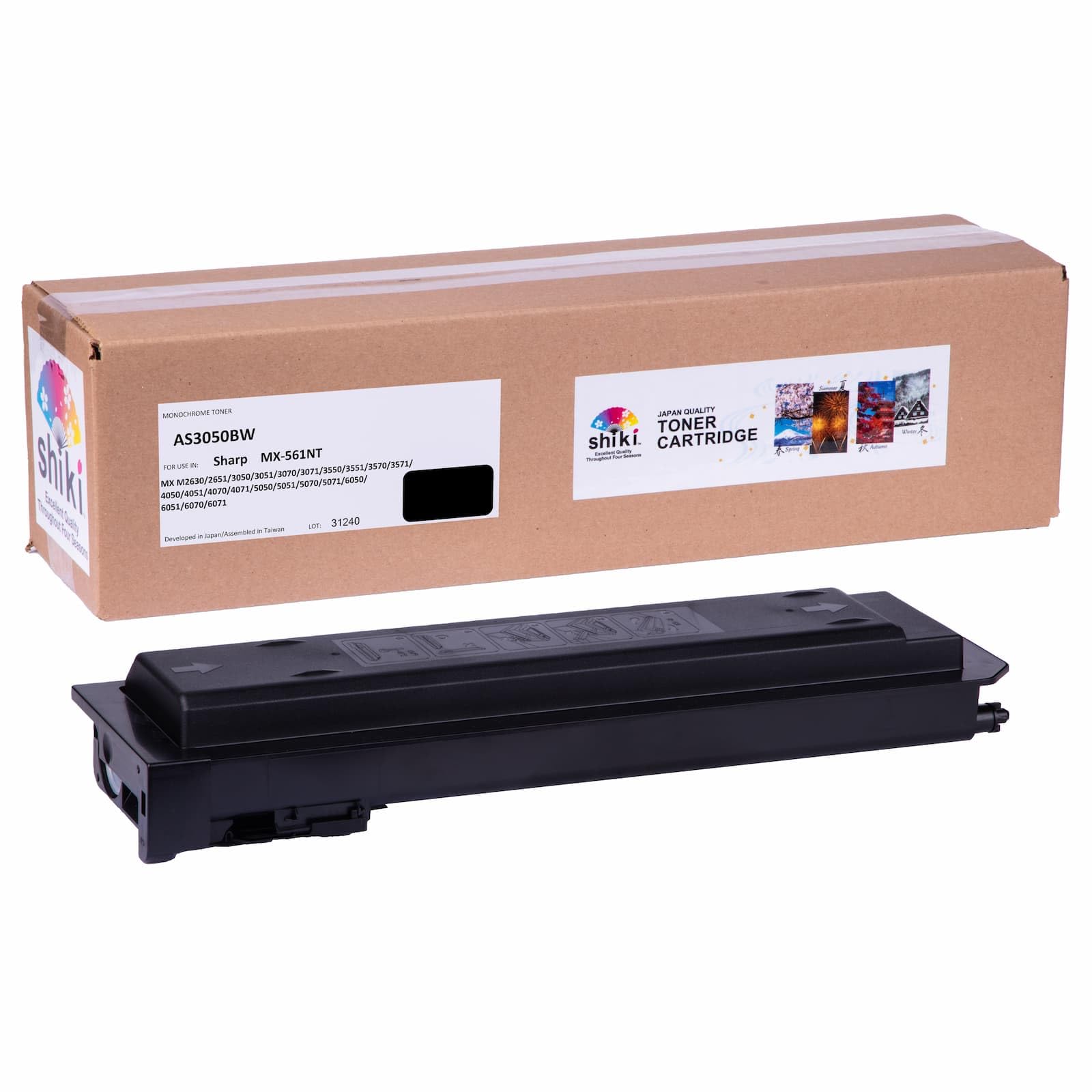 کارتریج تونر سازگار SHIKI جایگزین برای شارپ MX-561NT M2630 2651 3050 3051 3070 3071 3550 3551 3570 3571 4050 4051 4070 4071 5050 5051 5070 5071 6050 6051 (سیاه، 40500 صفحه) مونوکروم