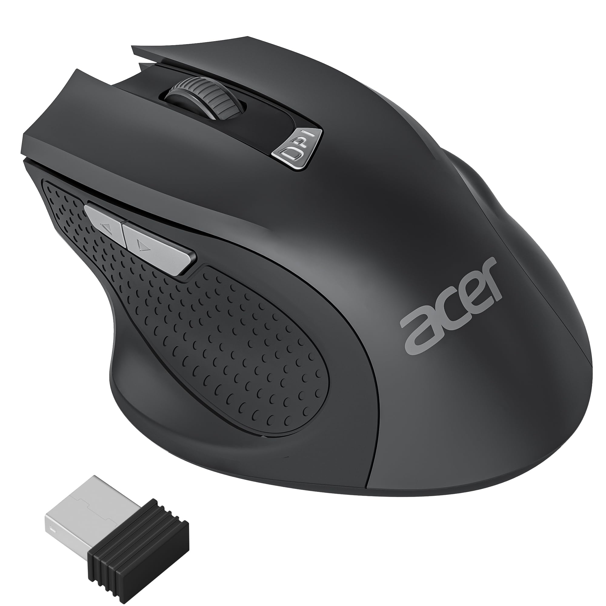 موشواره بی‌سیم Acer، قابل تنظیم با دقت 1600DPI، 6 دکمه، کلیک بی‌صدا، موشواره بی‌سیم ارگونومیک، دقت بالا و مقاومت، کارکرد با باتری، سازگار با ویندوز، مک و کروم بوک
