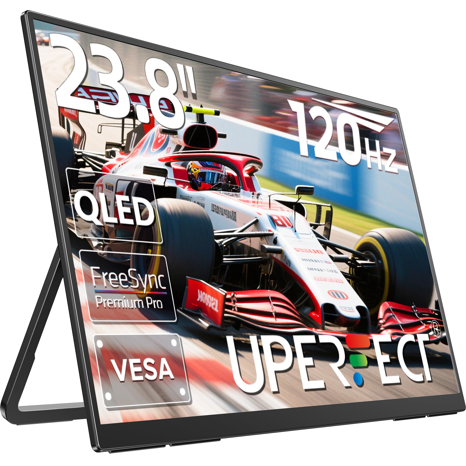 مانیتور قابل حمل UPERFECT 24 اینچ 120Hz QLED 1080P 125٪ sRGB 400 نیت با استند و VESA ، HDMI USB-C مانیتور مسافرتی FHD برای لپ تاپ / دستگاه‌های بازی / تلفن / کامپیوتر کوچک ، صفحه نمایش خارجی دوم برای بازی و کار 23.8 اینچ 1080P با 100HZ
