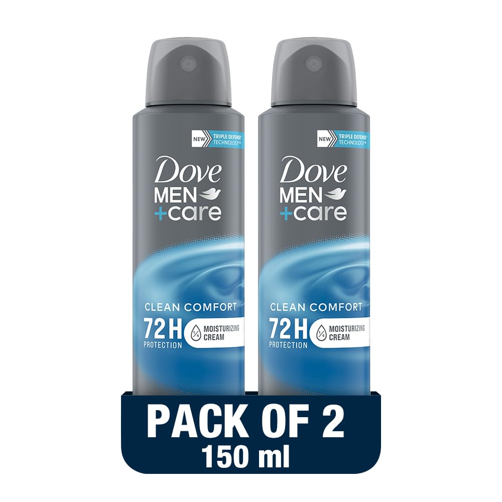 اسپری بدن ضد تعریق و ضد بوی مردانه Dove Men+ Care با عطر تازه، حاوی ویتامین E، مرطوب کننده و محافظت ۷۲ ساعته، حجم ۱۵۰ میلی لیتر x ۲