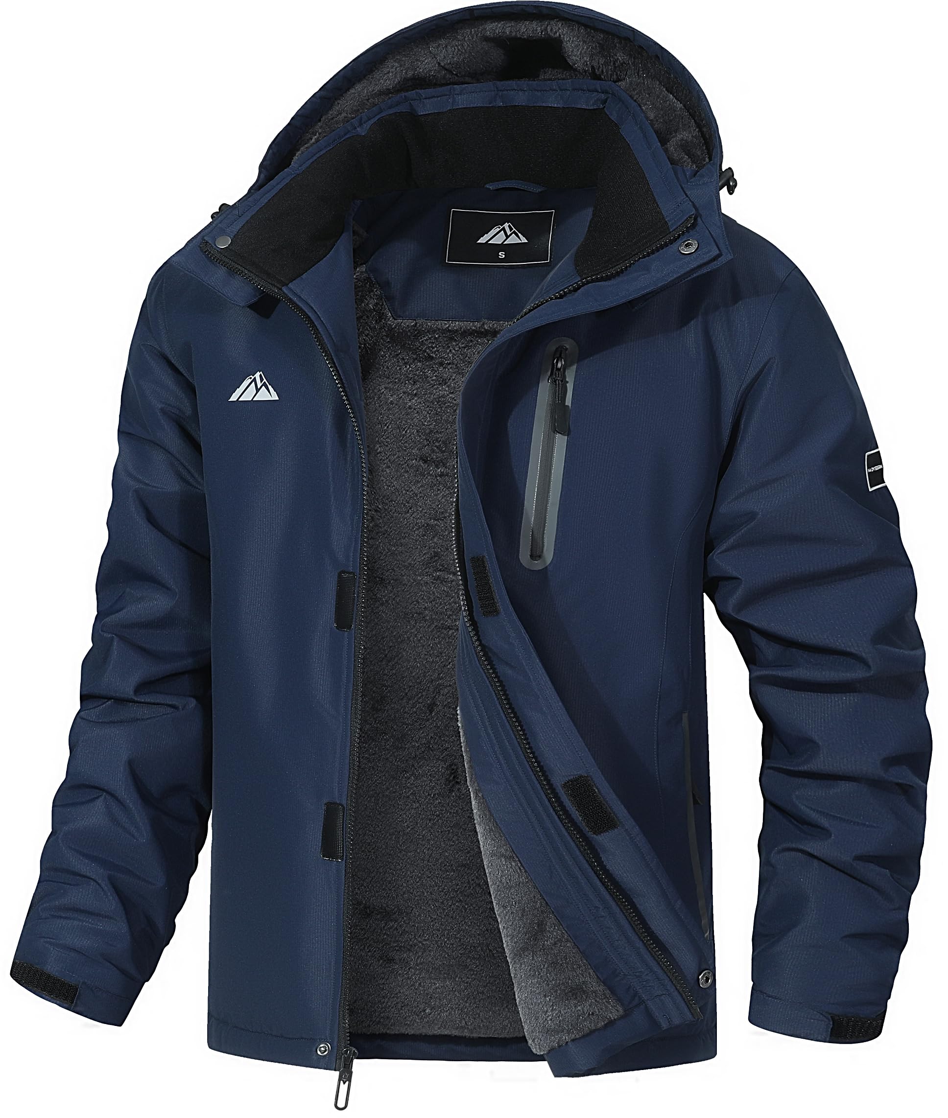 Men's Mountain Ski Jacket Warm Winter Snow Coat Waterproof Snowboarding Jacket Outdoor Windbreaker Hooded for Hiking Navy L