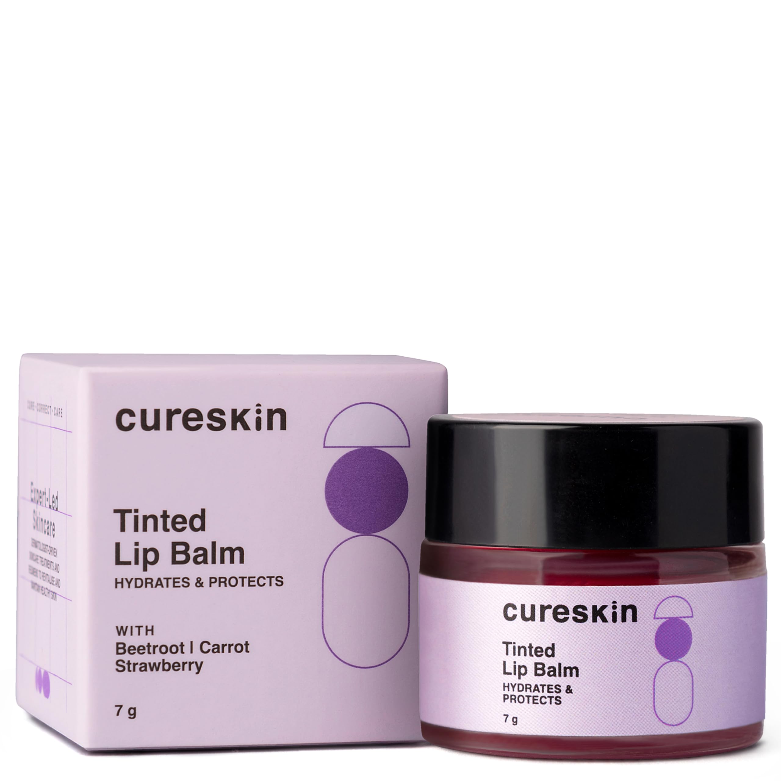 رنگ موهای شفاف Cureskin برای زنان و مردان، مرطوب کننده و حفاظتی برای رنگ لب با چغندر، هویج و توت فرنگی، بالم روشن کننده لب برای لب‌های تیره، بالم رنگ دار برای لب‌های تیره برای روشن کردن