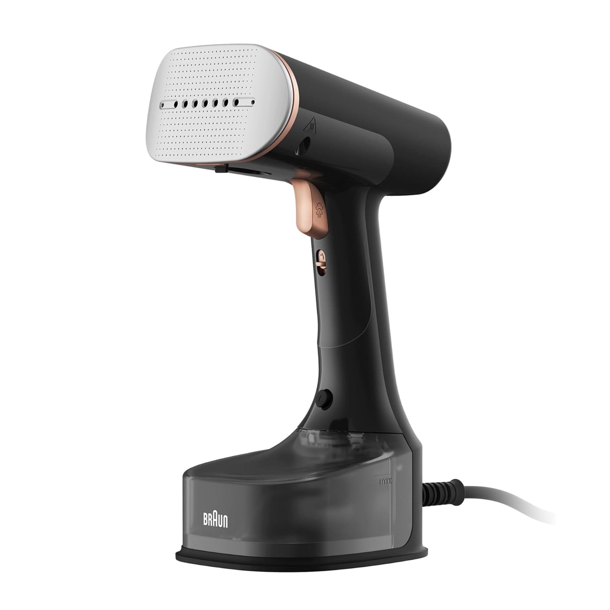 براون QuickStyle 7، دستگاه بخار لباسی با صفحه دوگانه گرمایشی FreeGlide 3D، دستگاه بخار لباسی دستی با گرم شدن سریع 35 ثانیه، اتو عمودی، ظرفیت 250 میلی لیتر، سیم 3 متر، 1600 وات - GS 7077 BK - سیاه