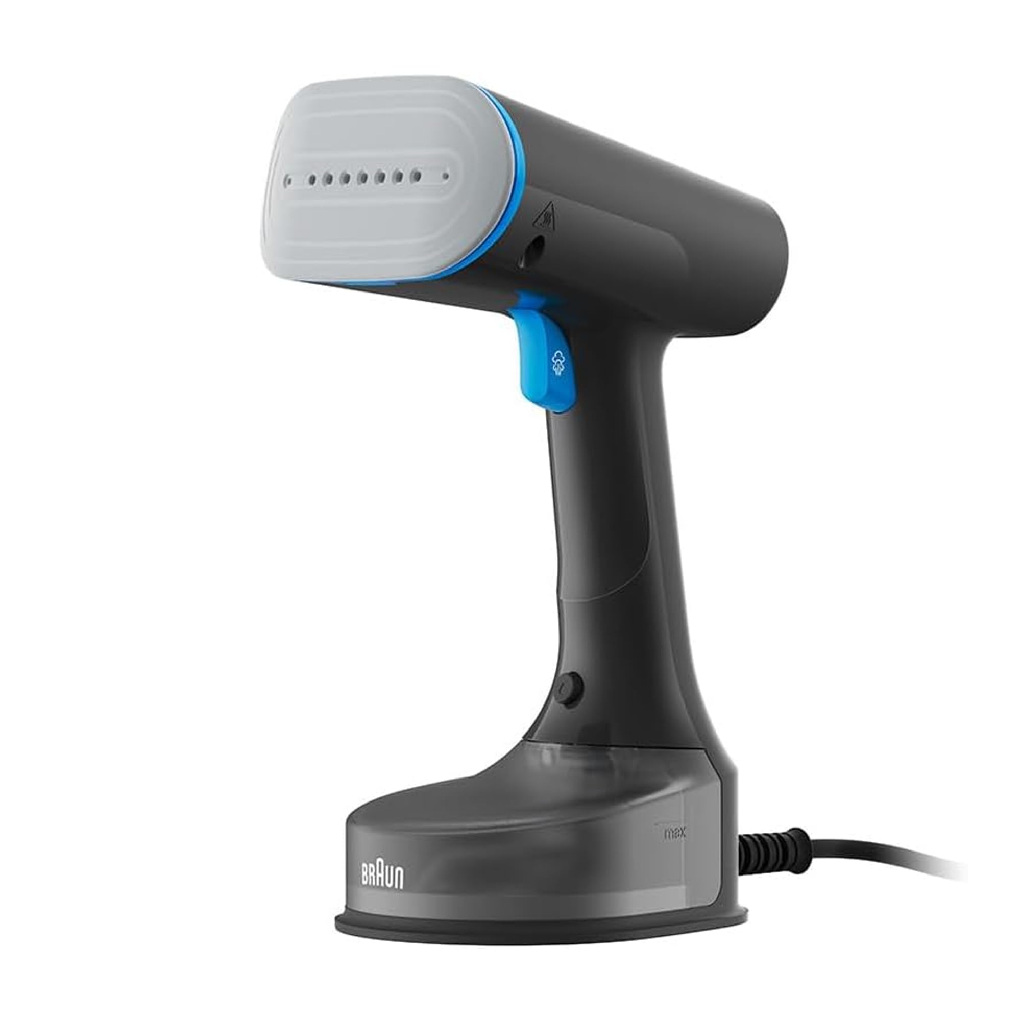 براون QuickStyle 5، دستگاه بخاری لباس، فناوری دو لایه گرم با حرکت آزاد سه بعدی، دستگاه بخار لباس دستی با زمان گرم شدن سریع 45 ثانیه، اتوکشی عمودی، ظرفیت 150 میلی لیتر، سیم 2.5 متر، 1200 وات - GS 5031 BL - آبی سیاه/آبی