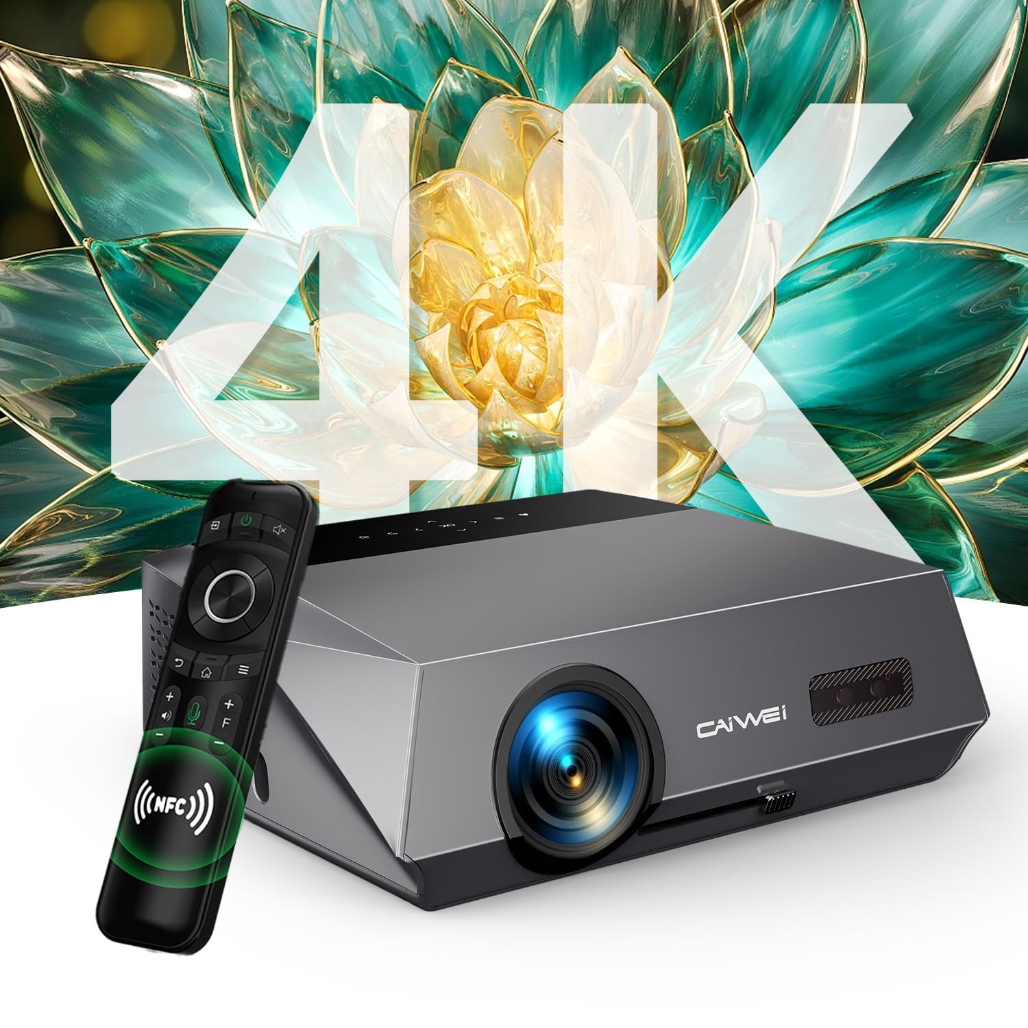 پروژکتور 4K برای مشاهده در روز، پروژکتور هوشمند فوق العاده روشن ANSI 1500 با صدای DSP، فوکوس خودکار، NFC برای پخش آسان، پروژکتور بازی برای اتاق روشن، خانه، تئاتر، فیلم خارجی