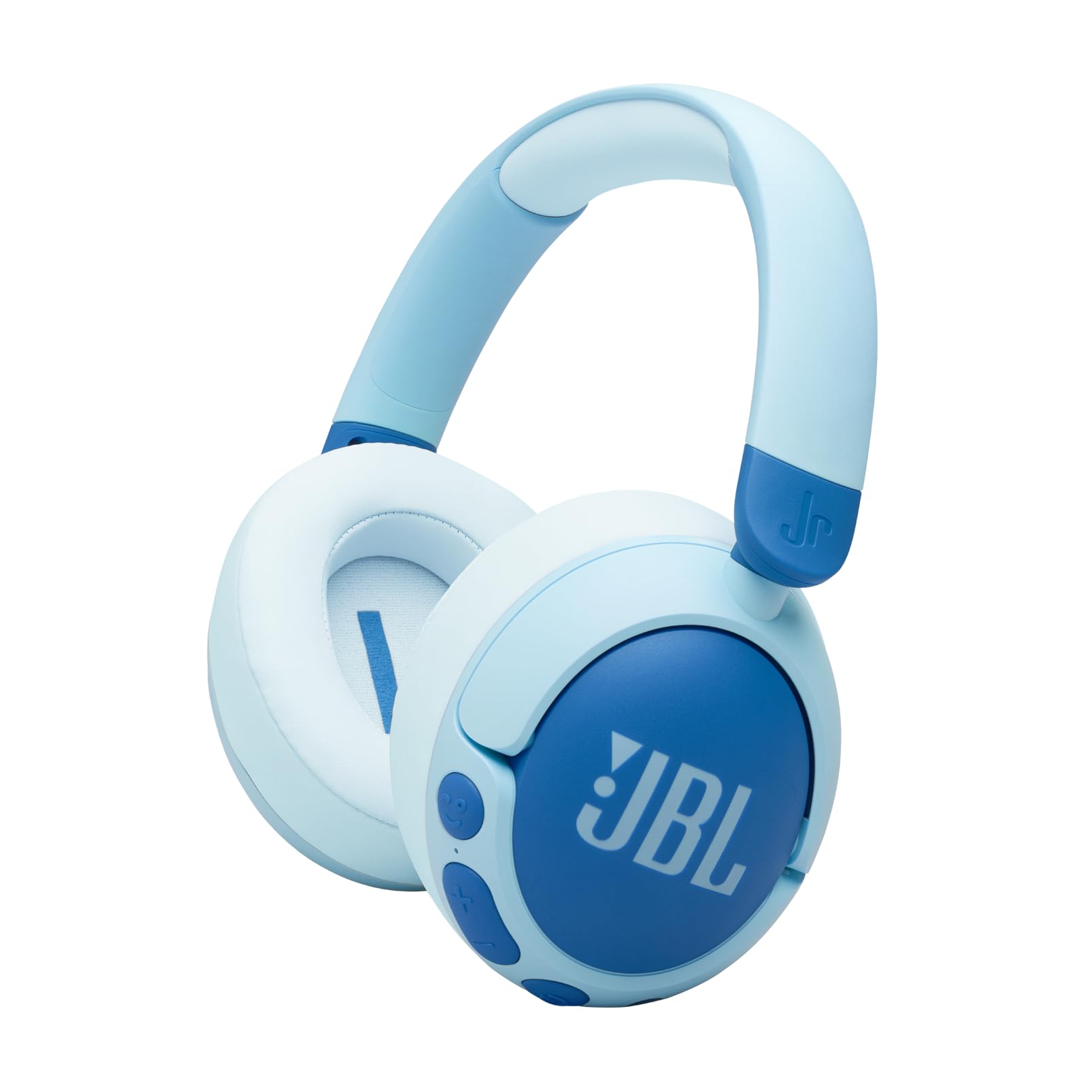 JBL Junior 470 NC هدفون بی‌سیم اور-ایر بلوتوث با کنسل نویز فعال برای کودکان، میکروفون، پخش ۵۰ ساعته، صدای ایمن، صدای کم، عملکرد آسان و استیکرها، آبی JR 470NC آبی
