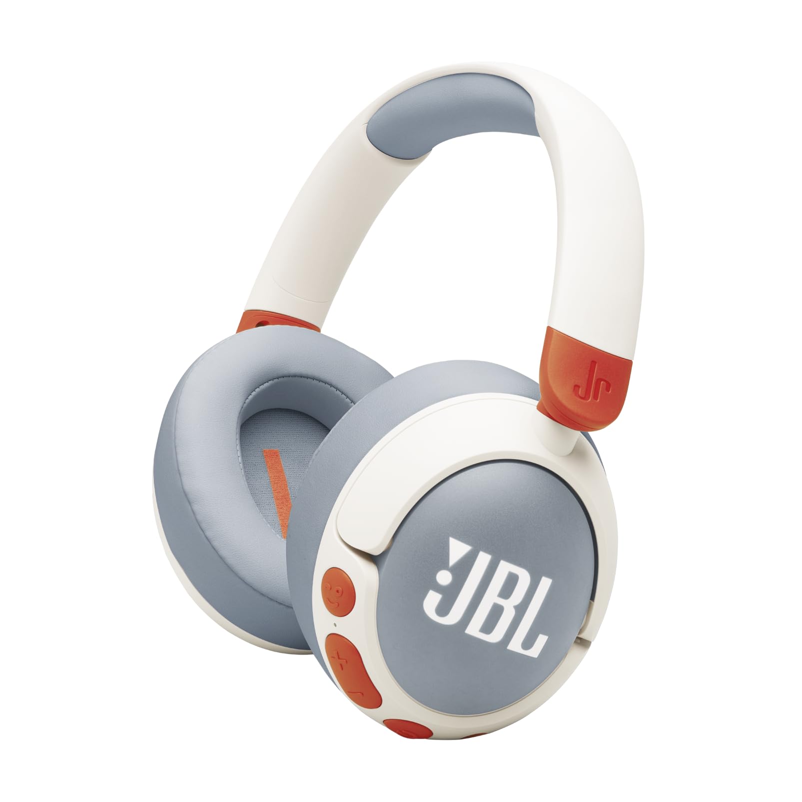 هدفون بی سیم JBL Junior 470 NC Over-Ear با قابلیت لغو نویز فعال برای کودکان، میکروفون، پخش ۵۰ ساعته، صدای ایمن JBL، صدای کم، عملکرد آسان و استیکرها، سفید JR 470NC سفید