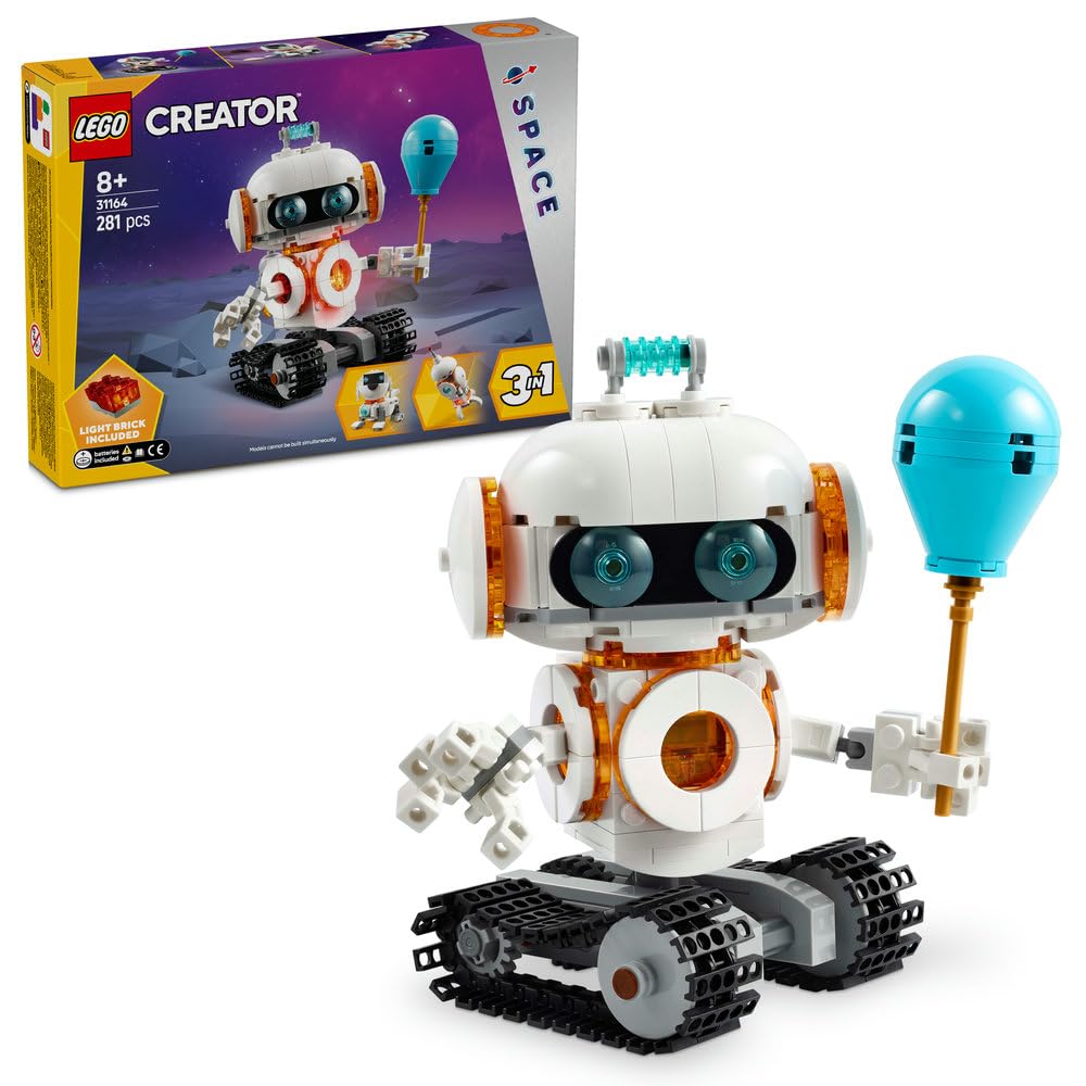 مجسمه فضایی روبات سه‌کاره LEGO Creator 3 در 1 - تبدیل به یک مدل سگ یا مدل موشک - مجموعه ساخت برای کودکان - ایده هدیه موضوع فضایی برای کودکان، پسران و دختران 8 سال و بالاتر - 31164