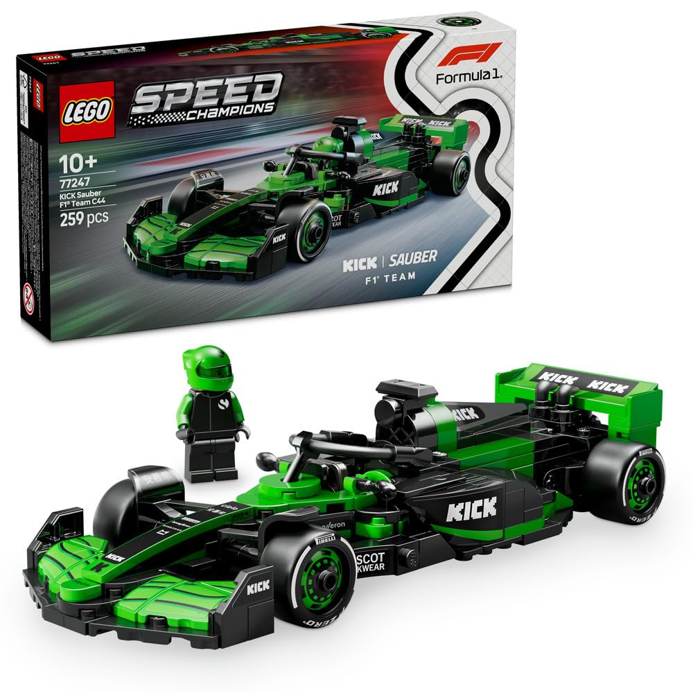 ماشین مسابقه LEGO Speed Champions KICK تیم Sauber F1 C44 با یک اسباب بازی راننده فرمول یک قابل جمع آوری - مدل‌های سازه‌سازی برای پسران و دختران ۱۰ سال به بالا یا طرفداران بزرگسال موتوروراه‌ها 77247