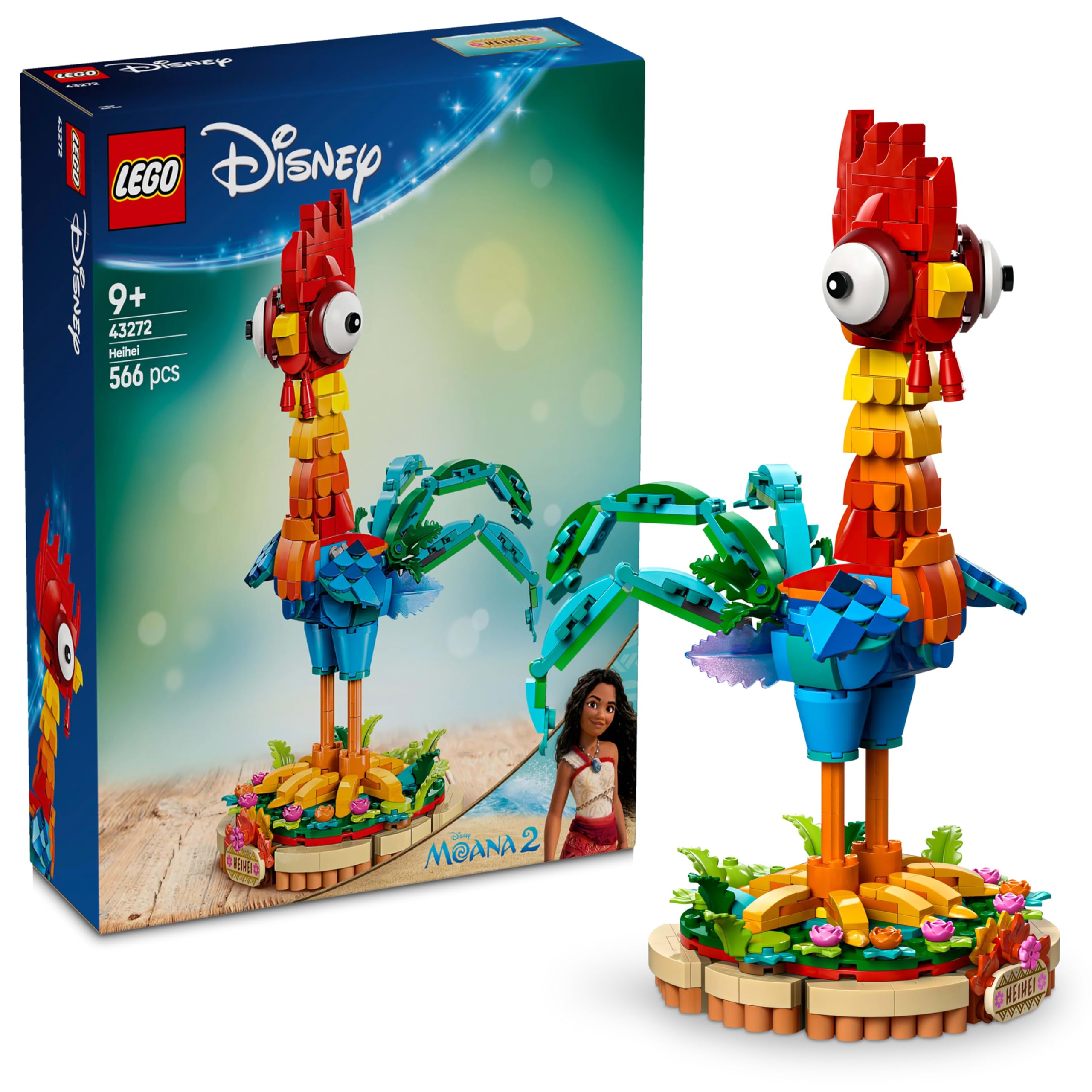 LEGO ǀ دیزنی موانا 2 Heihei Buildable حیوان اسباب بازی - فیگور مرغ با سر چرخشی، بالهای قابل حرکت و پرهای دم - مجموعه ساختنی برای دختران و پسران 9 سال به بالا - ایده هدیه تولد - 43272