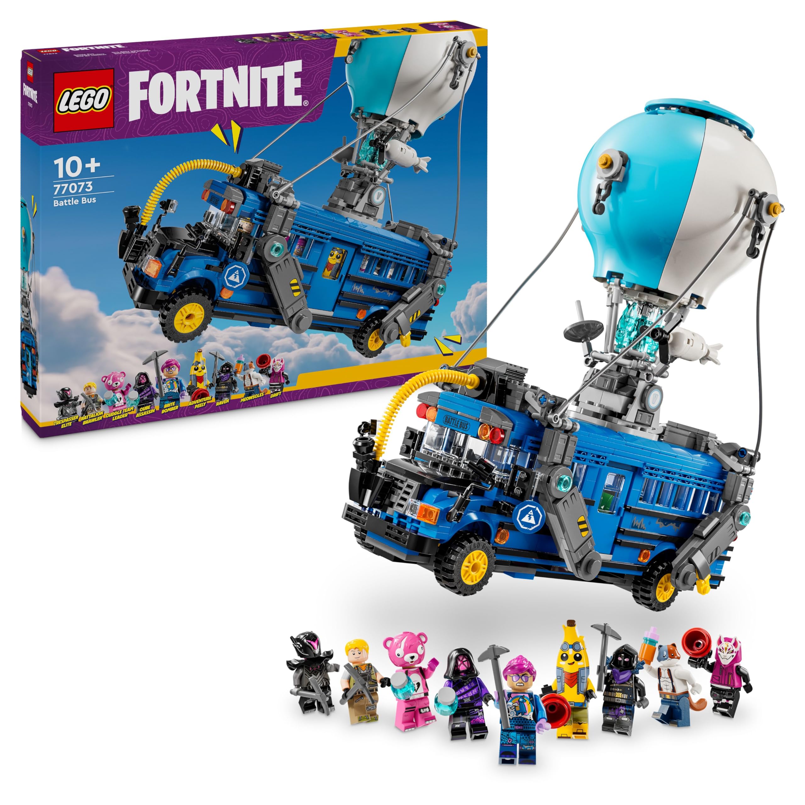 مجموعه LEGO Fortnite Battle Bus، اسباب بازی وسیله بازی ویدئویی قابل جمع‌آوری برای پسران و دختران شامل 9 مینی فیگور شخصیت، هدیه بخصوص برای گیمرها و طرفداران بالای 10 ساله 77073