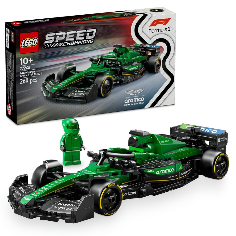 لگو SPEED شامپیونز آستون مارتین آرامکو اف1 AMR24 ماشین مسابقه ای با یک عروسک فرمول 1 جمع آوری پذیر - مجموعه سازی برای پسران و دختران 10 ساله یا طرفداران بزرگسال موتور اسپرت 77245
