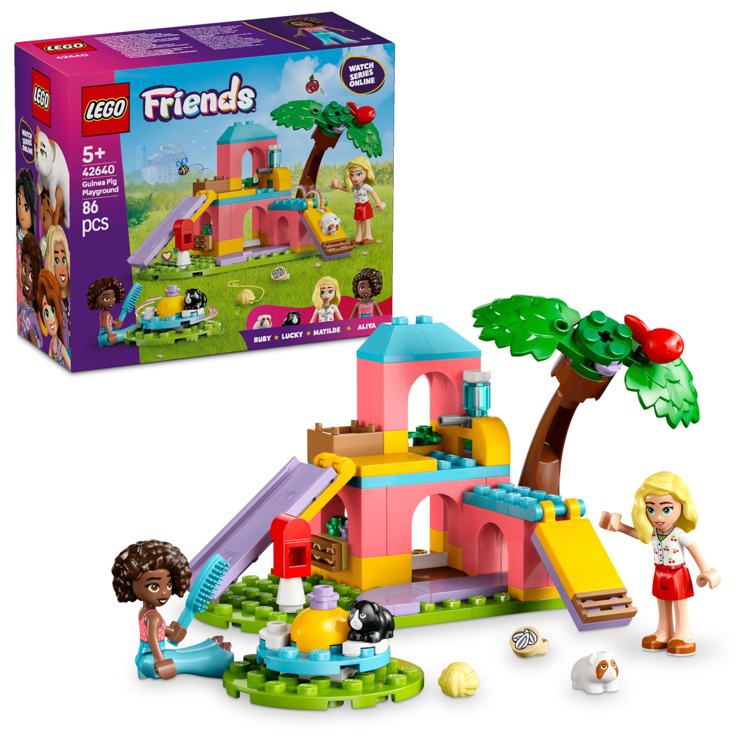 تلفيق‌پذير لگو دوستان مارموت بازي، ايجاد ساختار براي دختران و پسران 5 سال و بيشتر، 2 ميني‌دول و 2 انيميشن فیگور، مجموعه بازي کودکان براي روايت داستان‌هاي خيالي